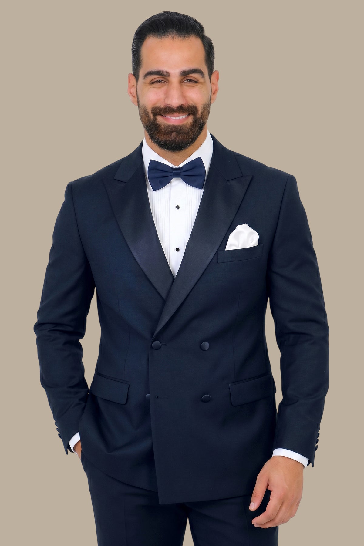Tuxedo Double Breasted 4 Buttons Wide Peak Lapel