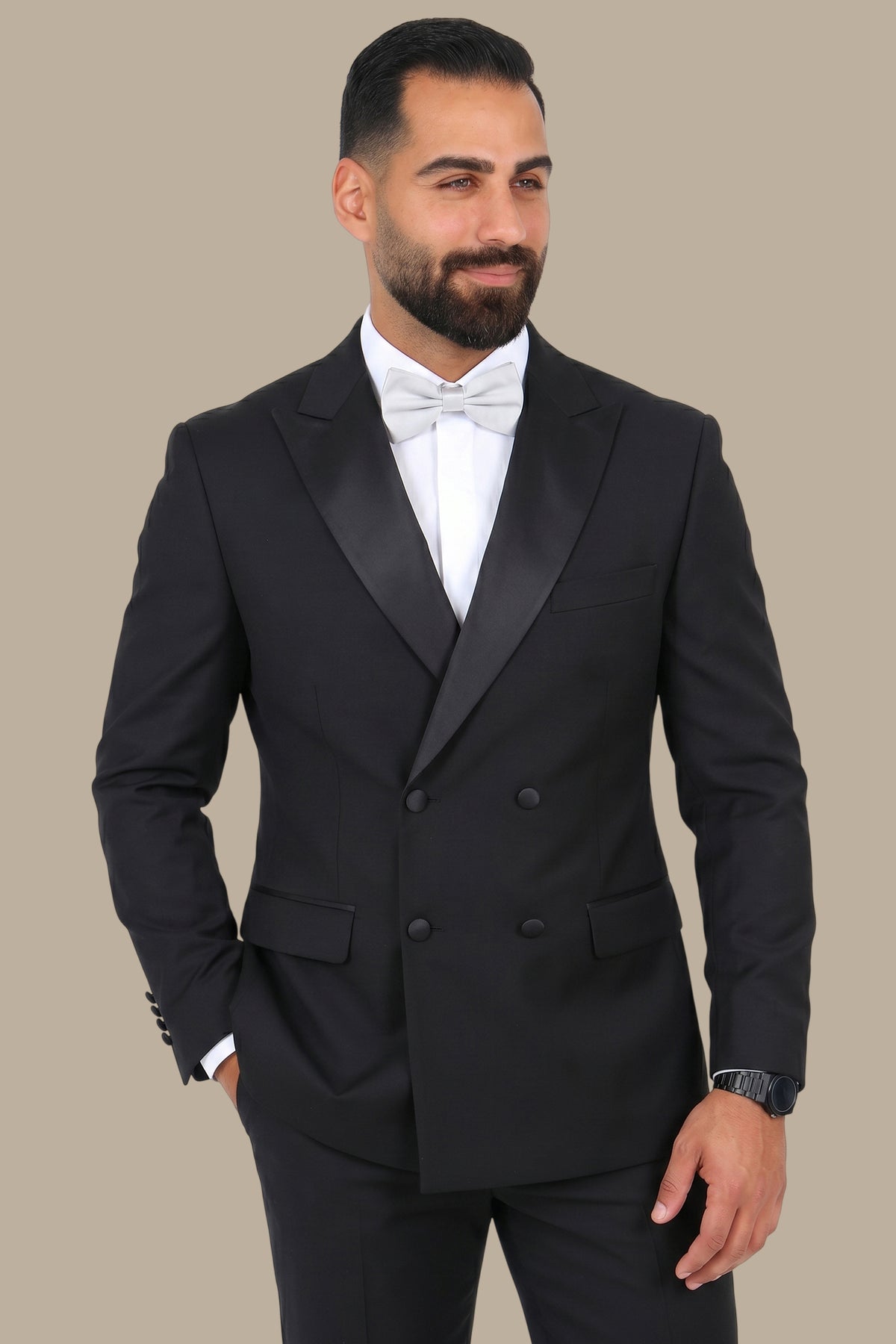 Tuxedo Double Breasted 4 Buttons Wide Peak Lapel