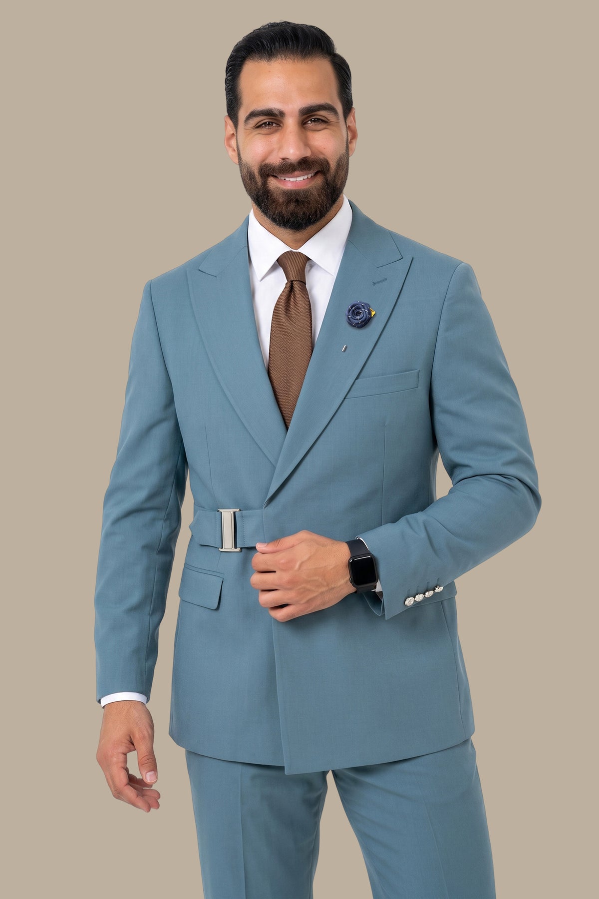 Side Buckle Peak Lapel Suit