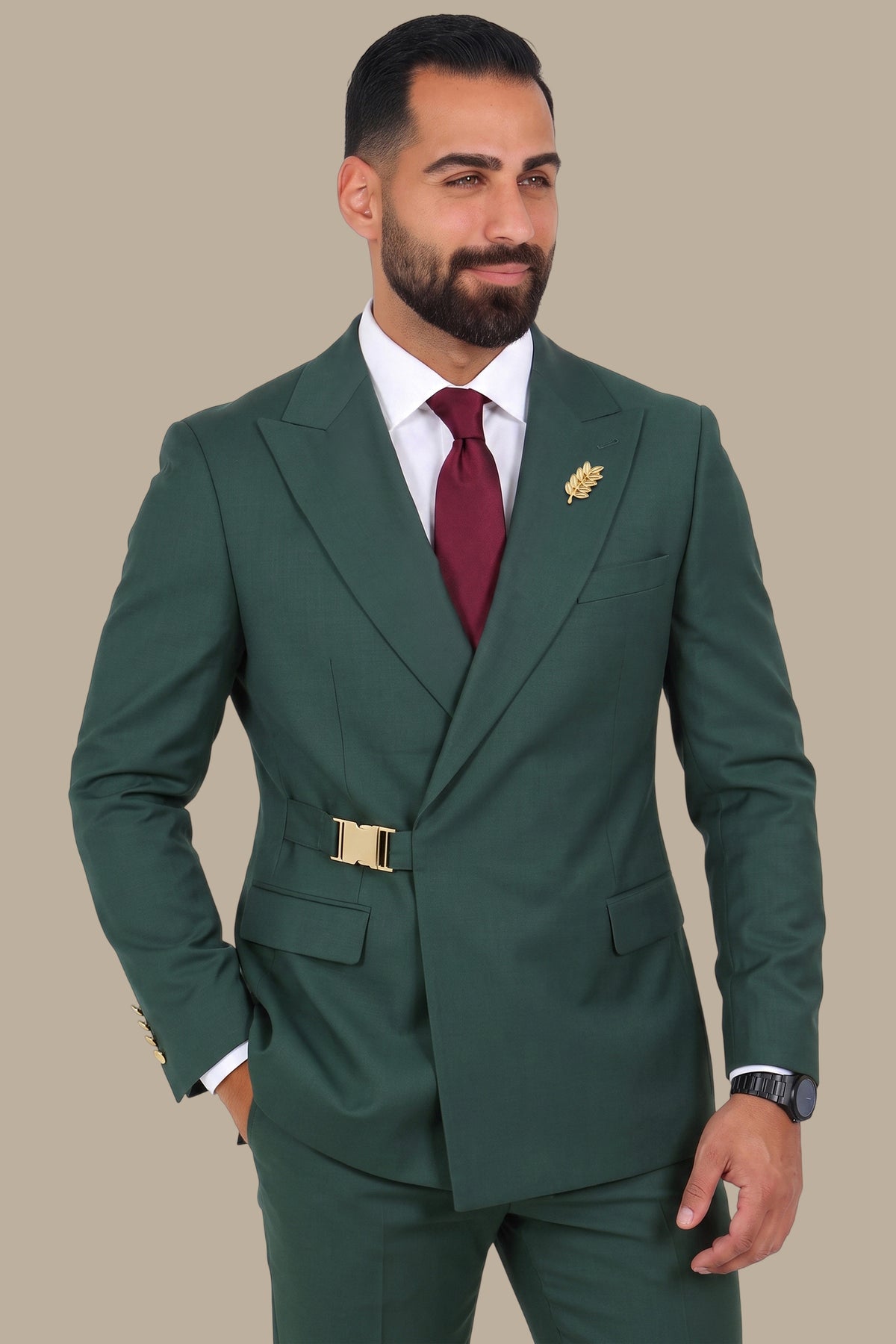 Side Clip Peak Lapel Suit