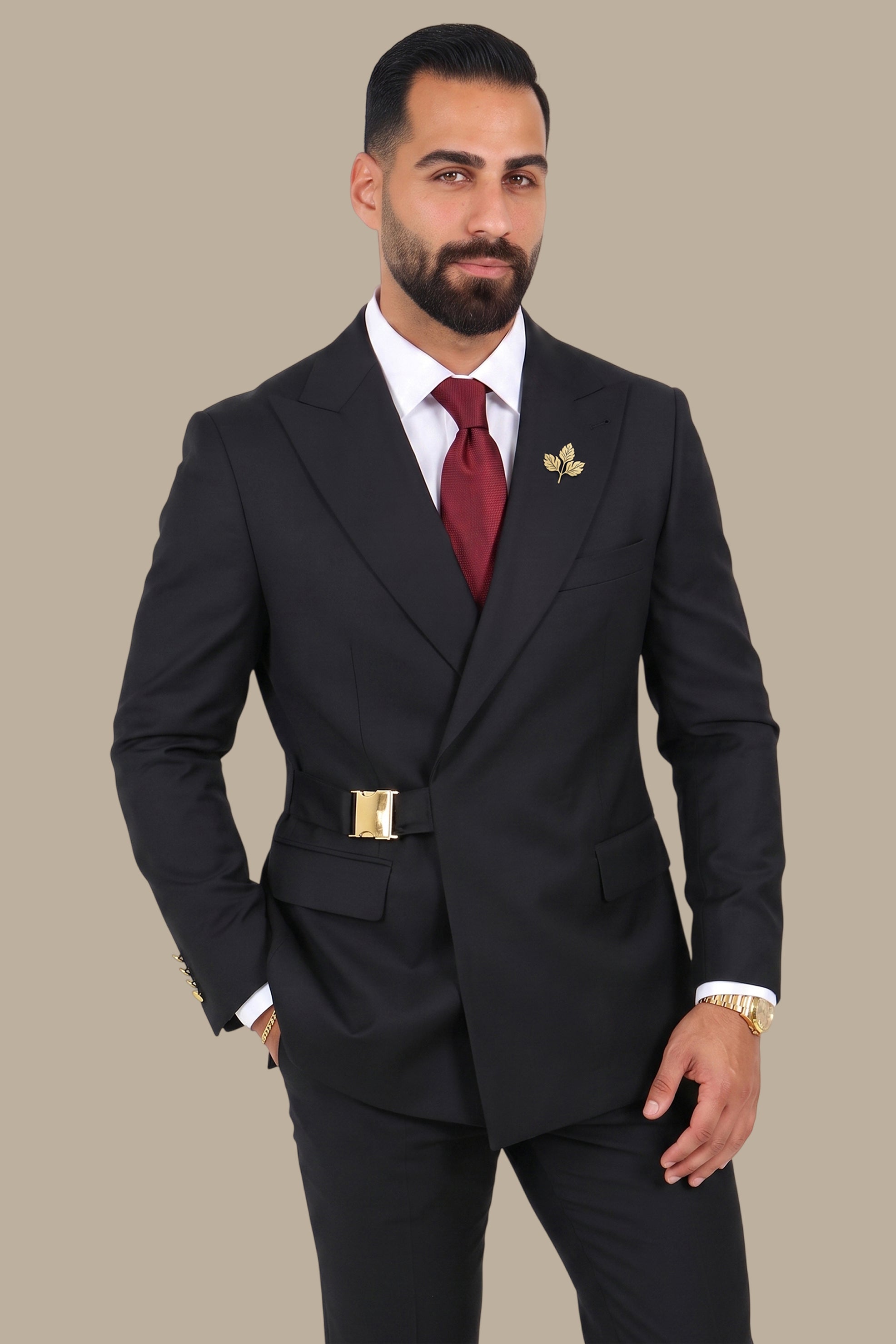 Side Clip Peak Lapel Suit