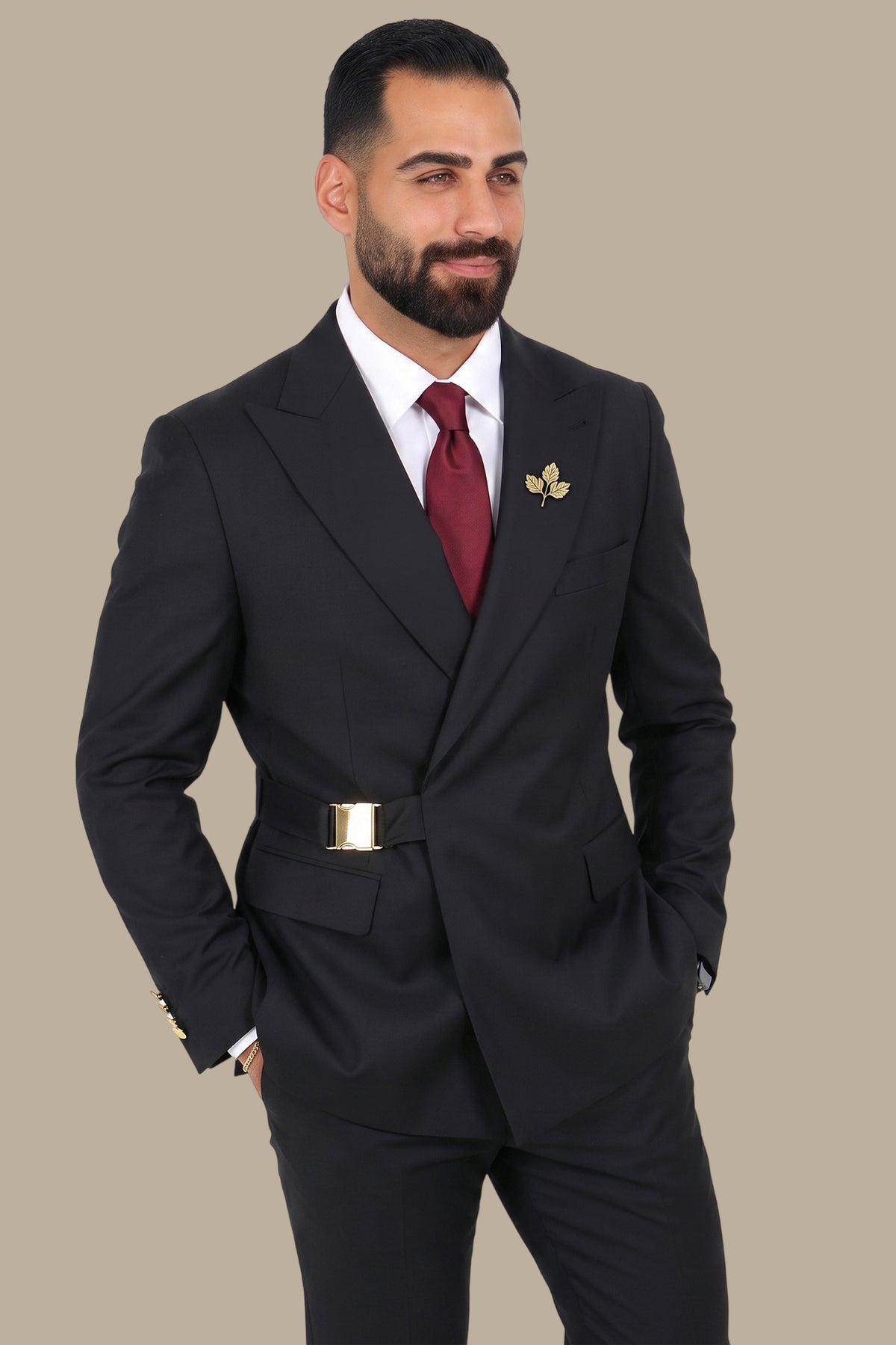 Side Clip Peak Lapel Suit