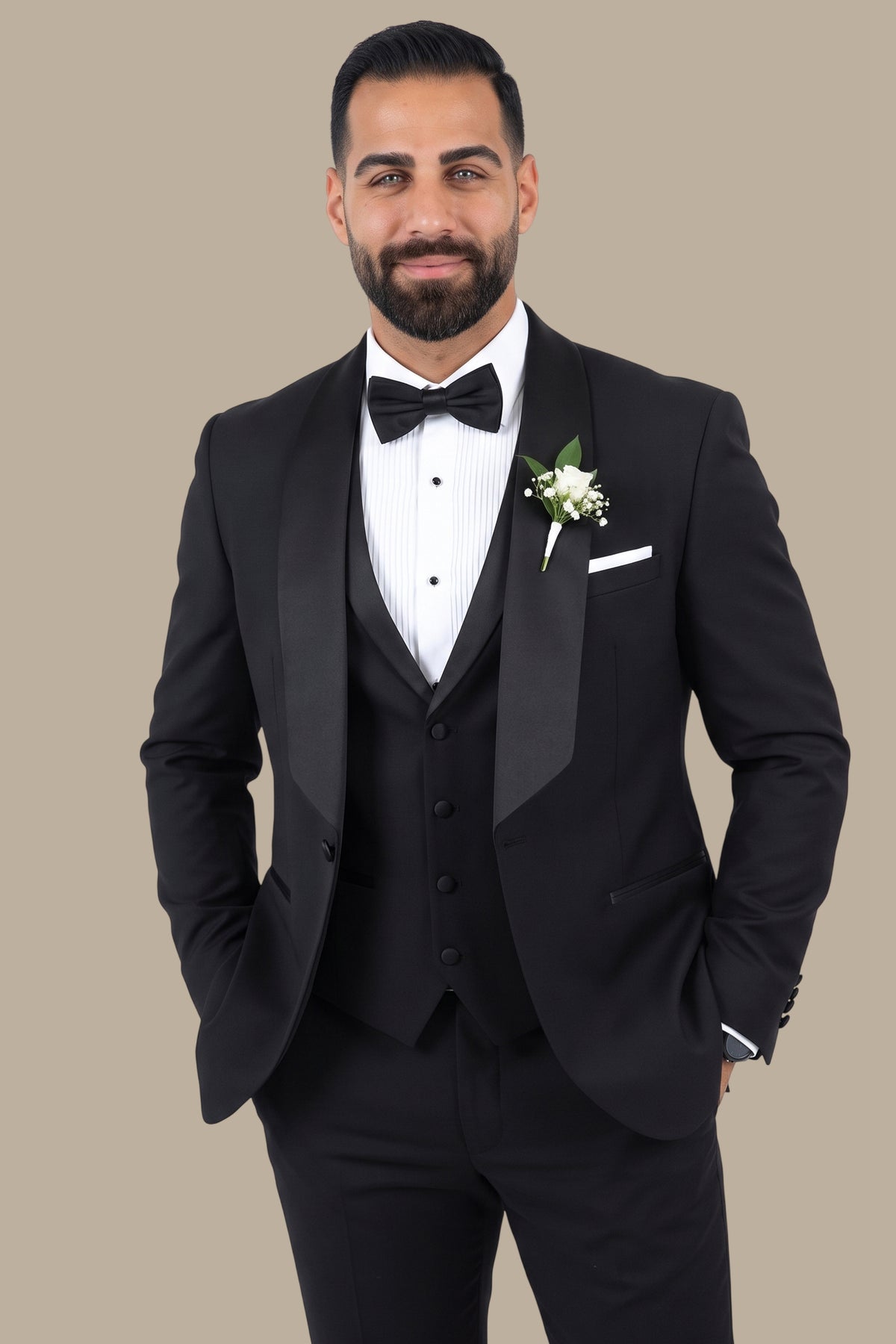 4-Piece Low-Cut Shawl Collar Tuxedo Set