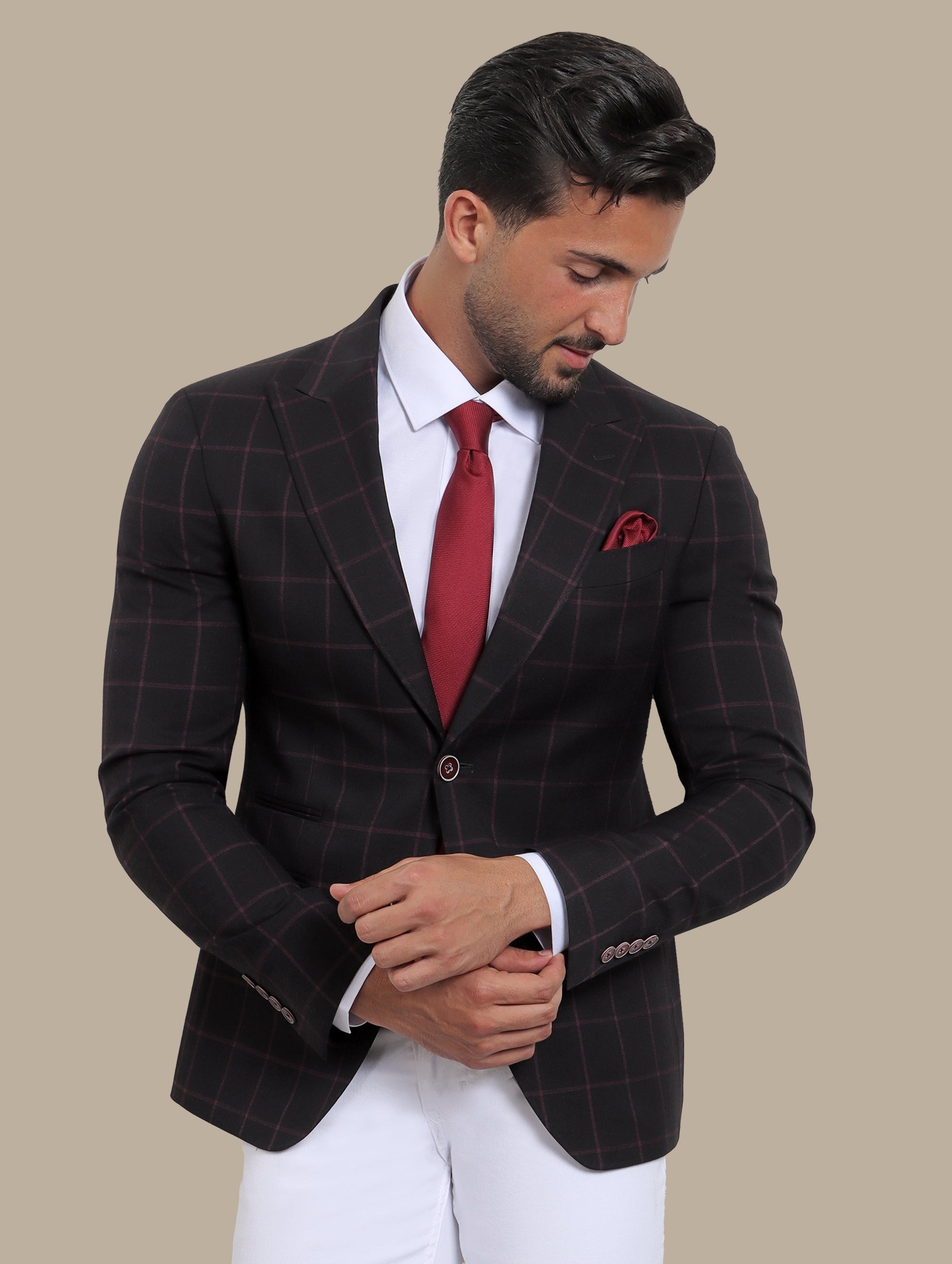 Blazer Black Checked Red