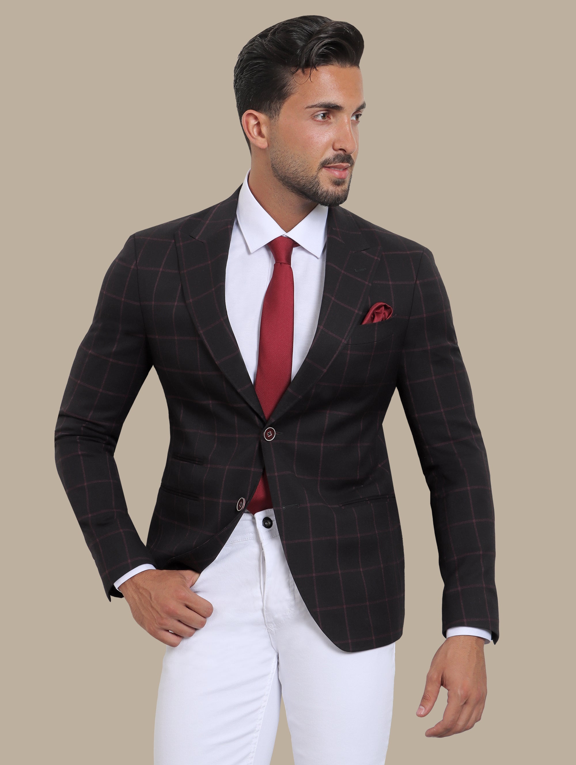 Blazer Black Checked Red