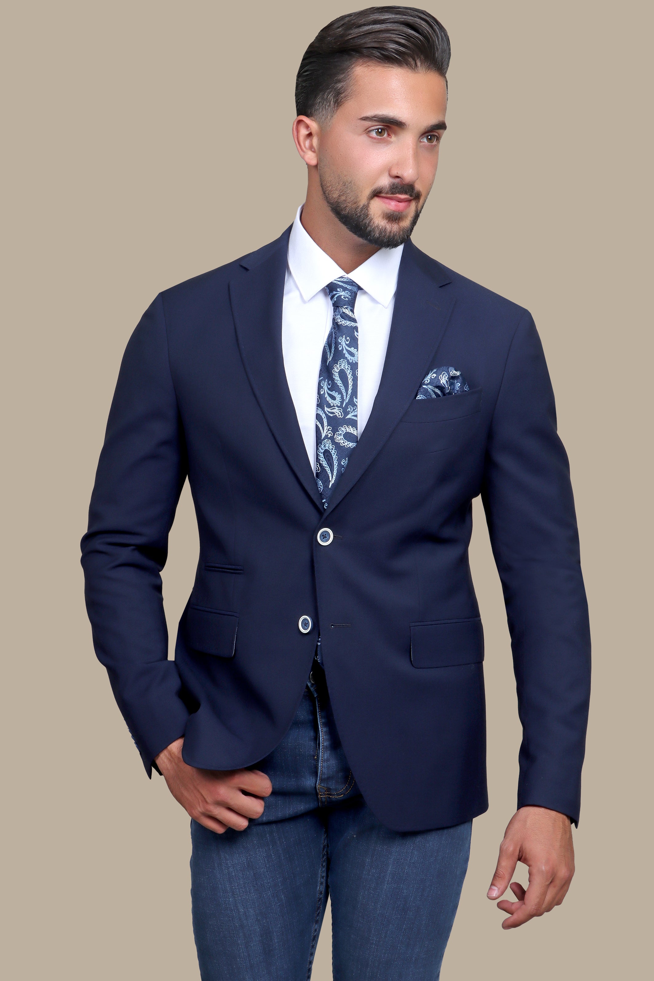 Blazer Slim Lycra Notch | Navy