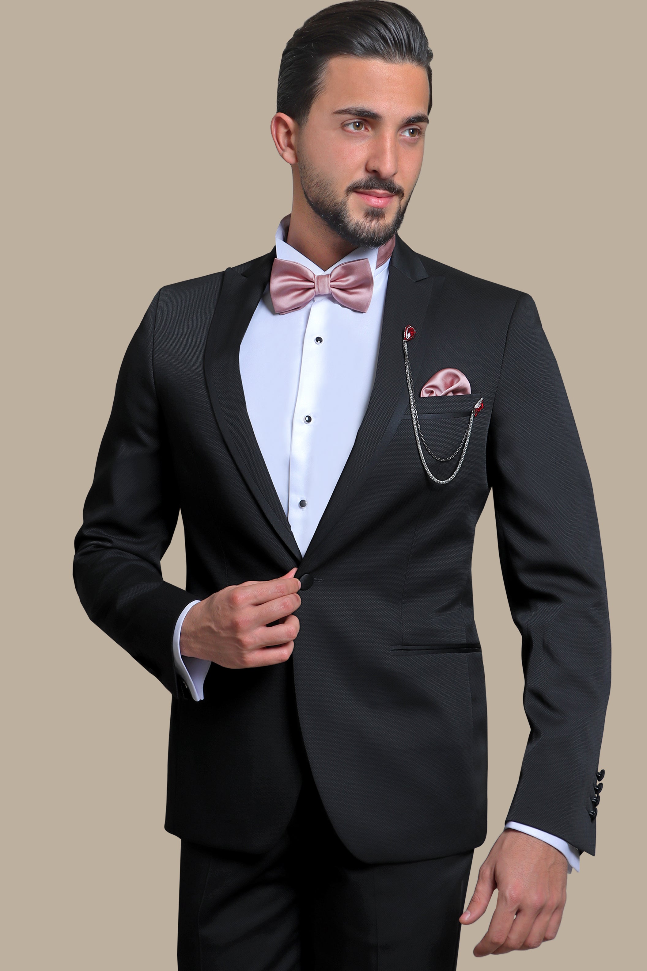 Black Pique Piping Tuxedo