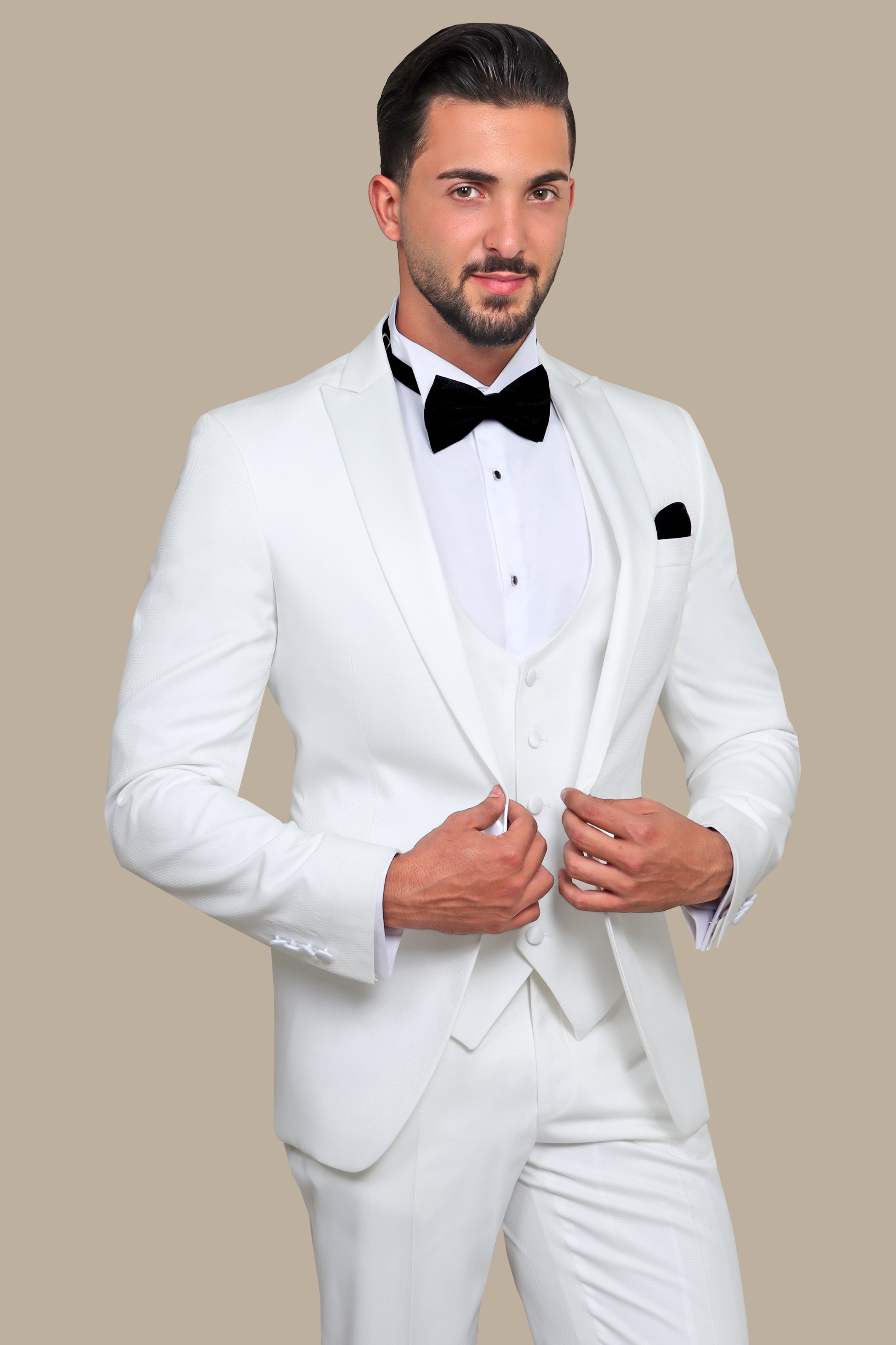 White Peak Pique 3-Piece Tuxedo