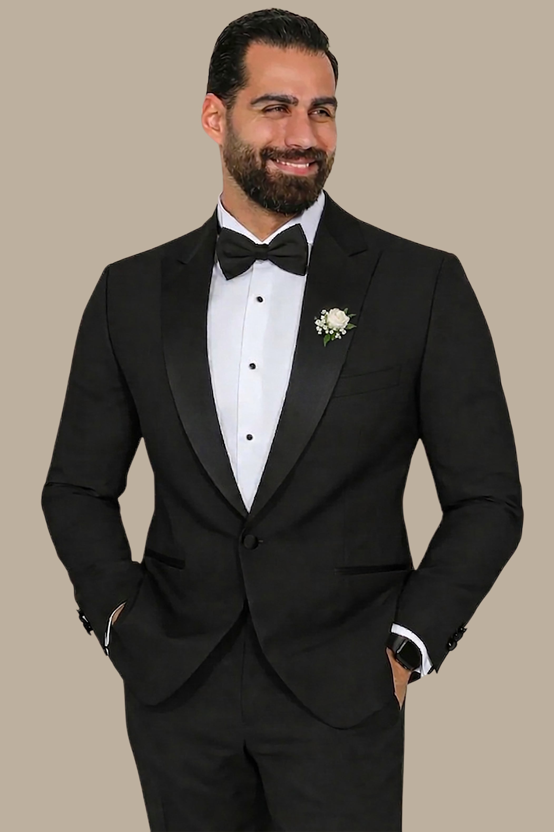 Col Mao Satin Tuxedo in Black