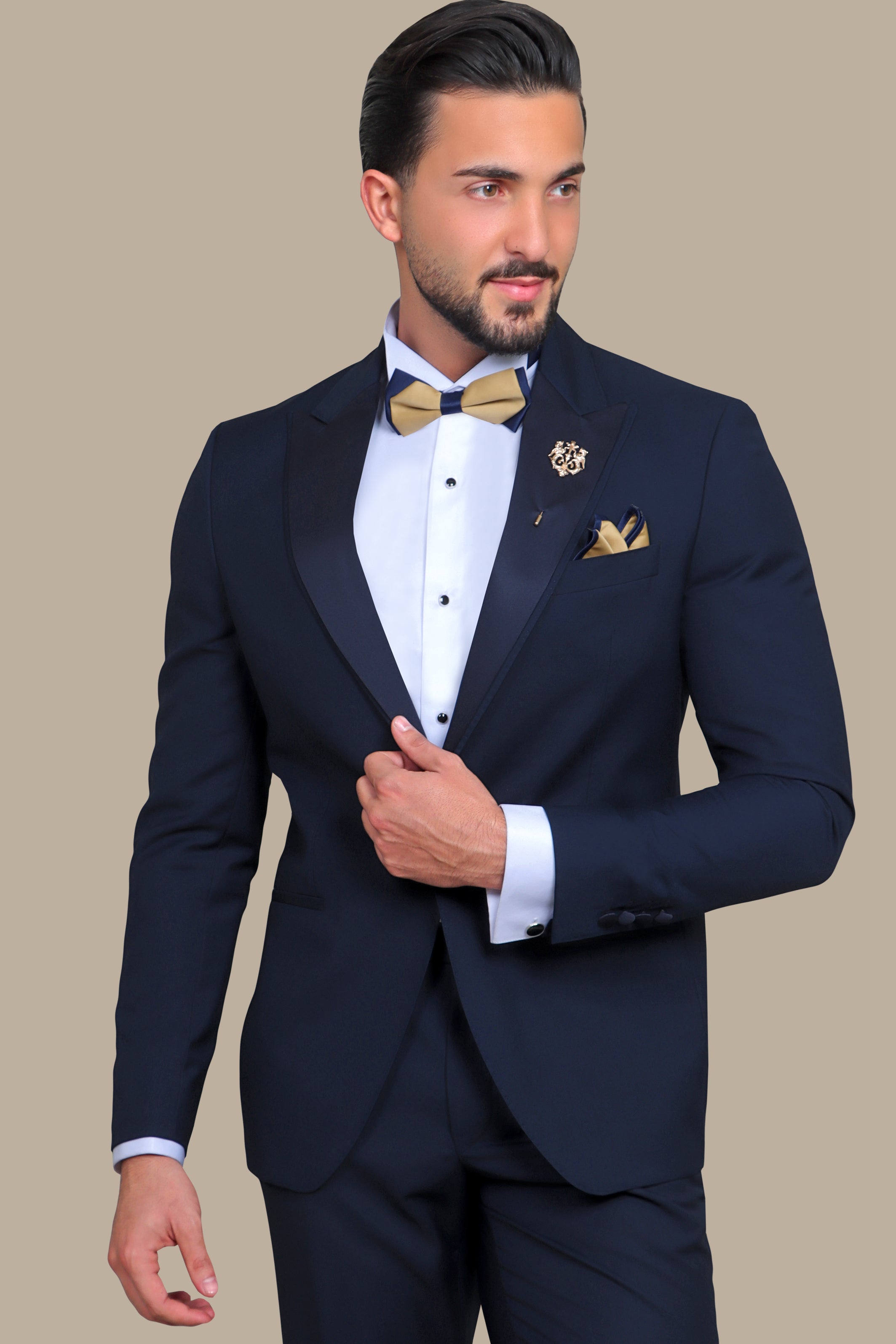 Navy Peak Lapel Double Layer Tuxedo