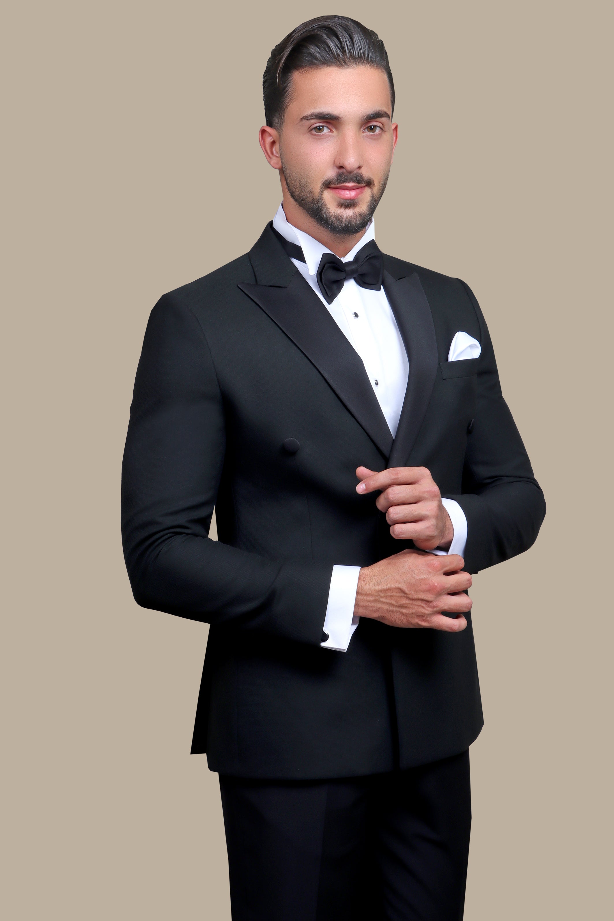 Black Double-Breasted 3-Piece Tuxedo