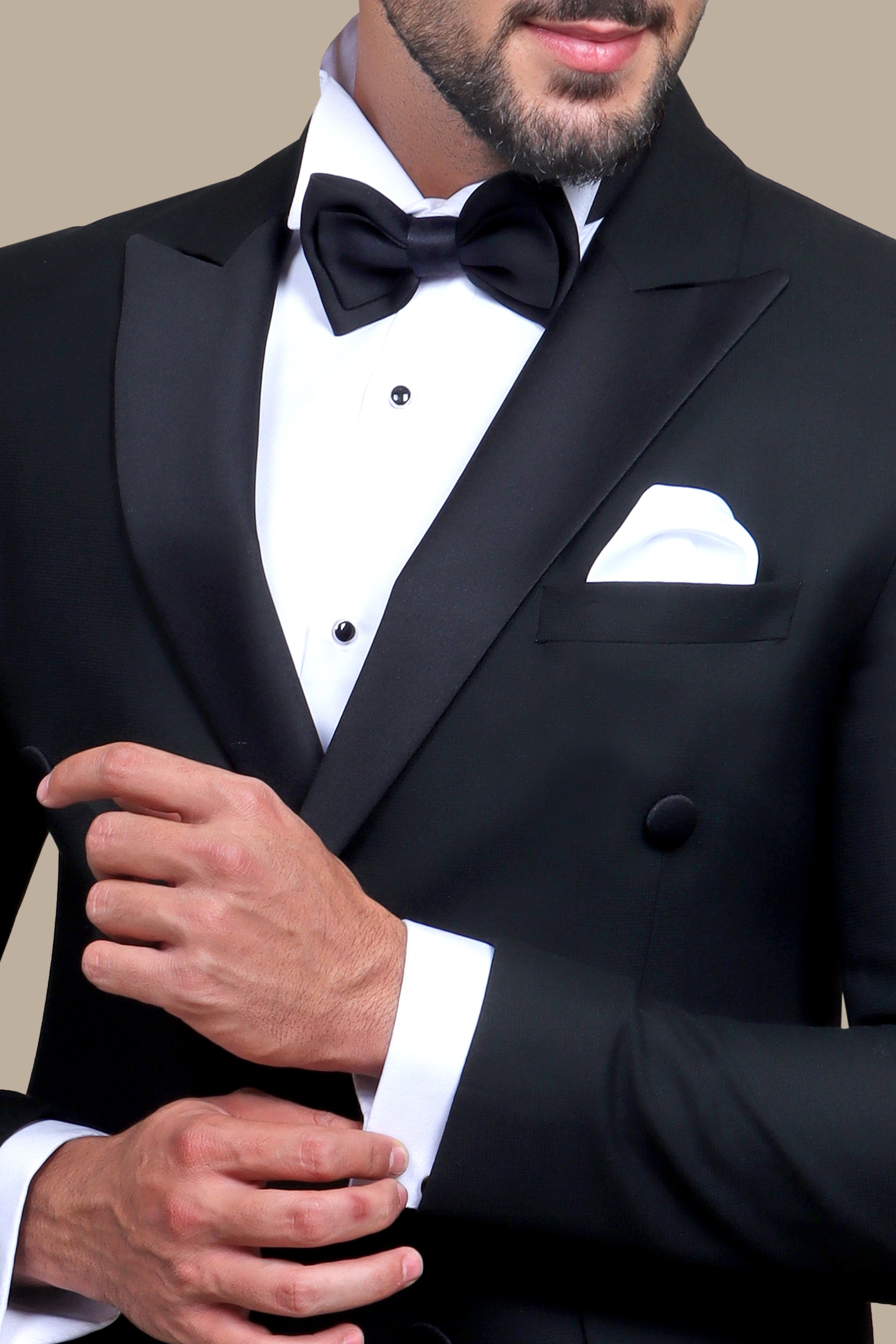 Black Double-Breasted 3-Piece Tuxedo