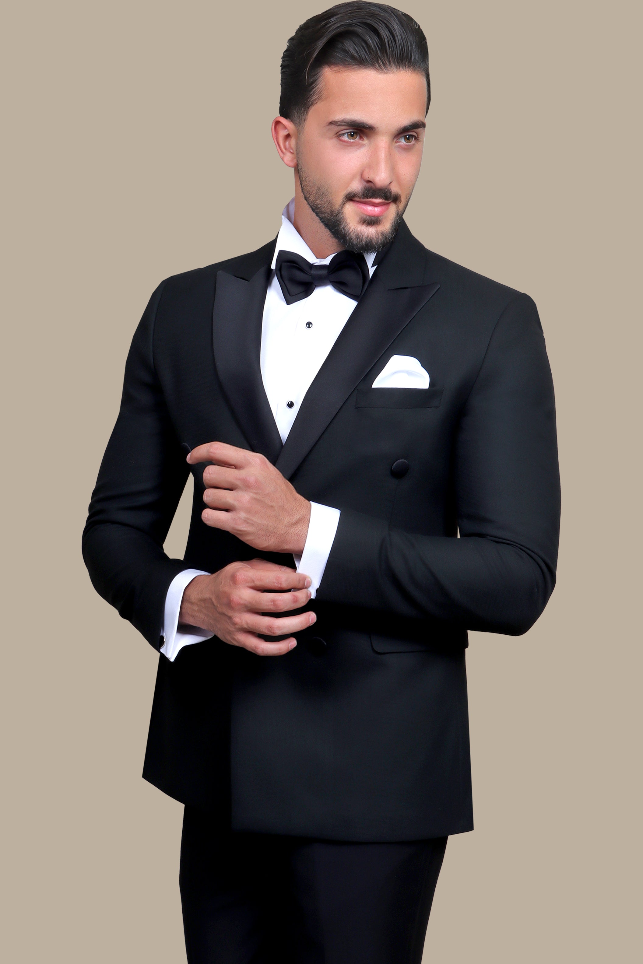 Black Double-Breasted 3-Piece Tuxedo