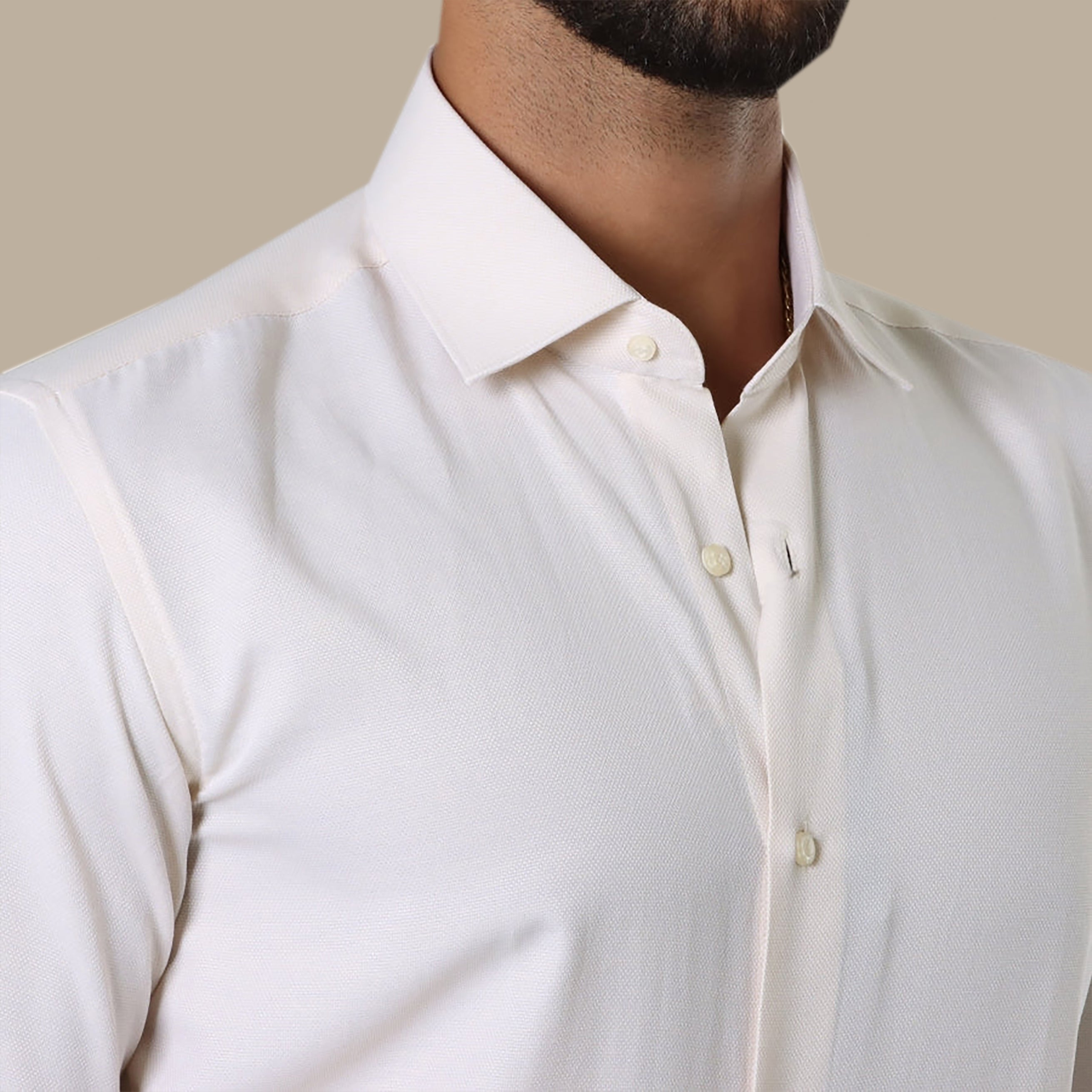 Beige Oxford Slim Shirt