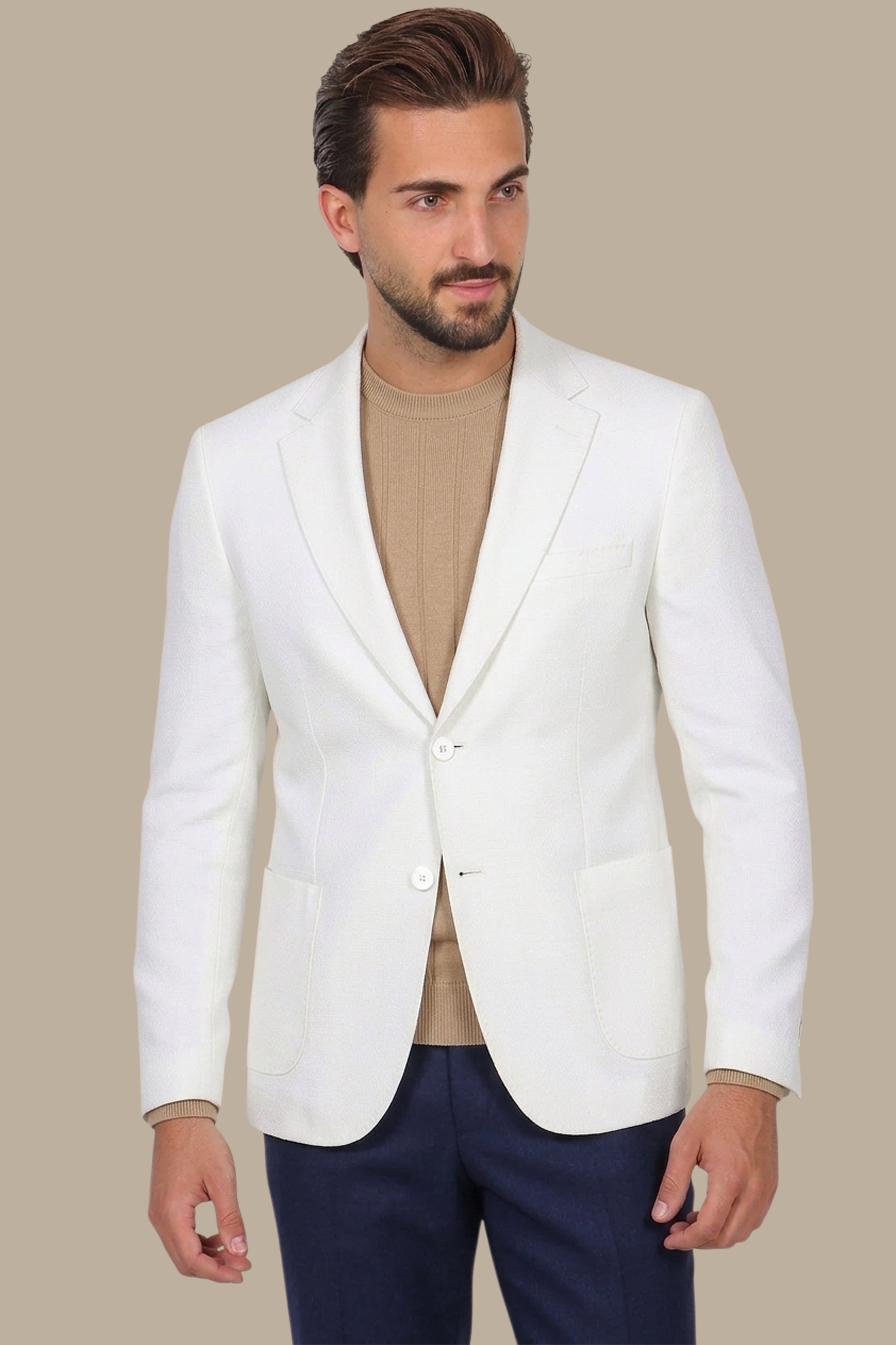 White Notch Lapel Blazer Patch
