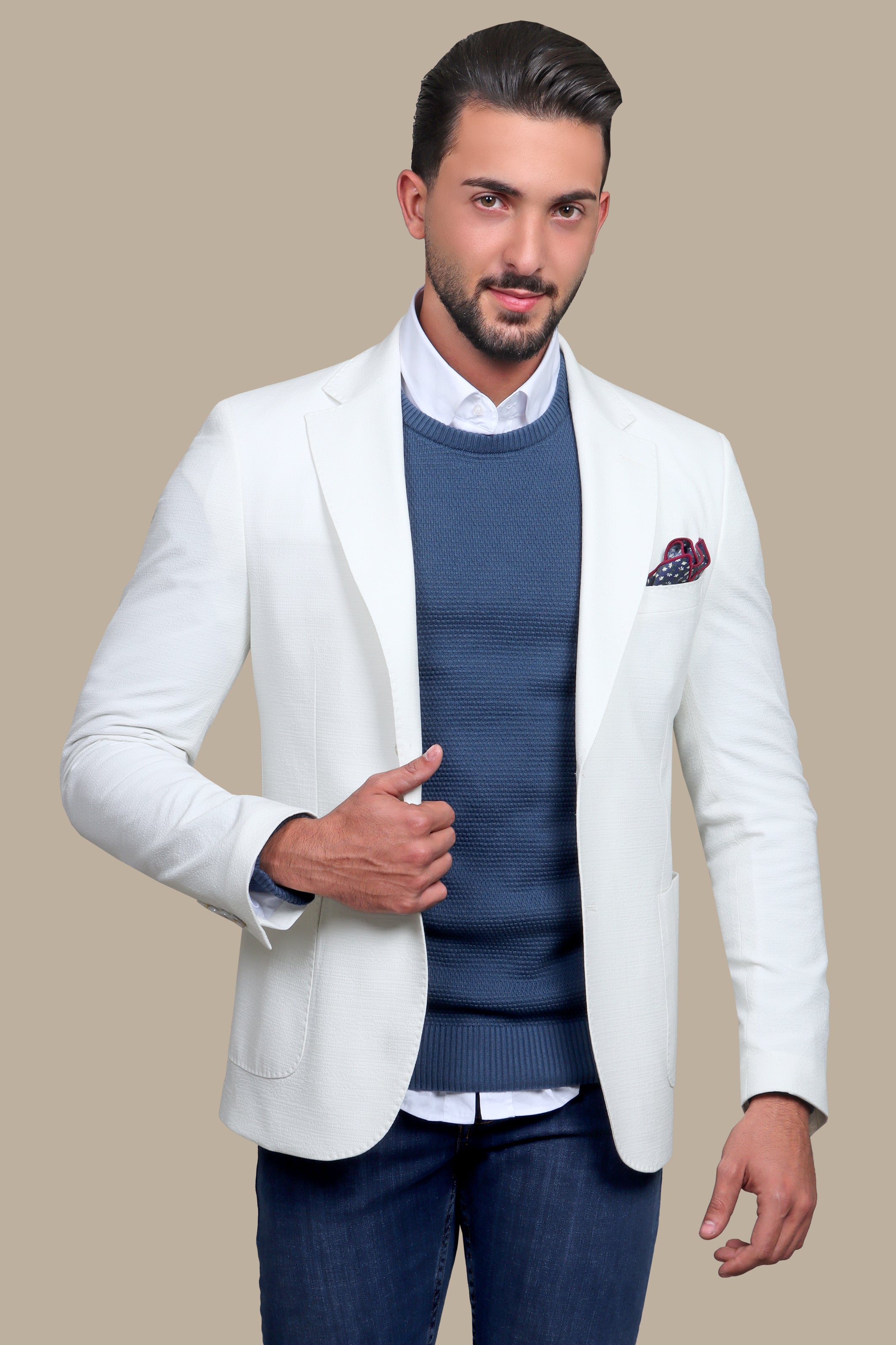 White Notch Lapel Blazer Patch