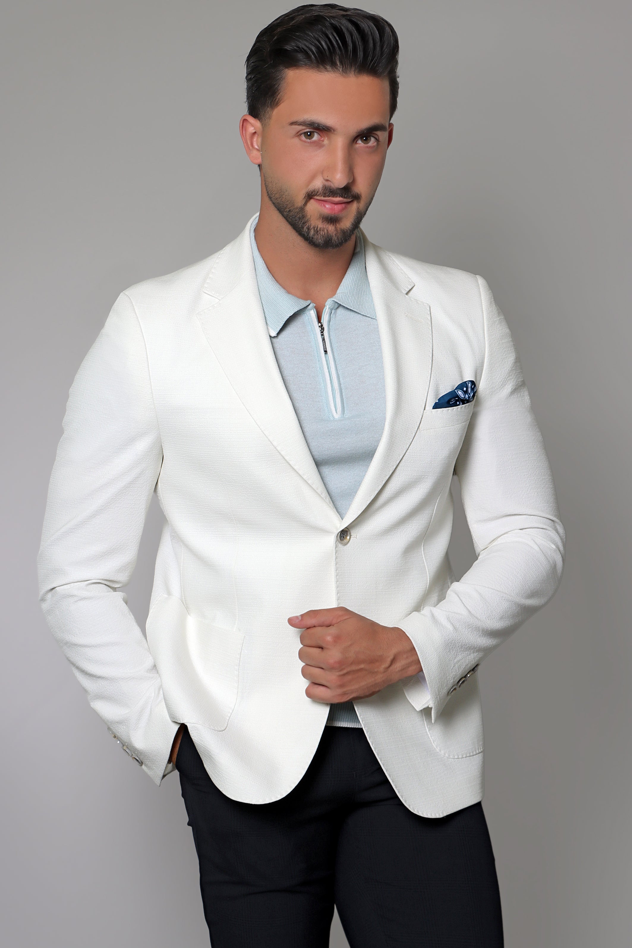 White Notch Lapel Blazer Patch