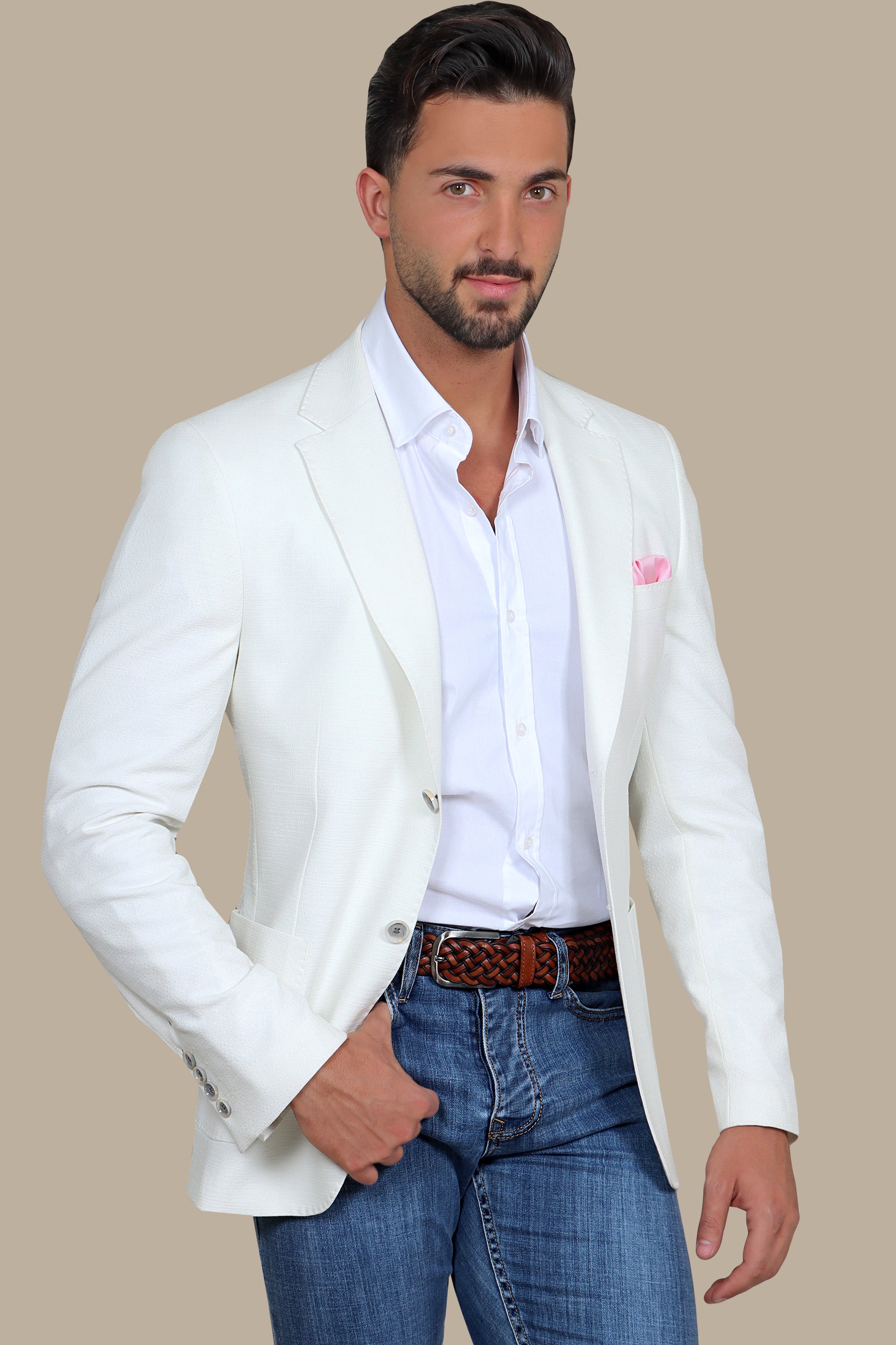 White Notch Lapel Blazer Patch