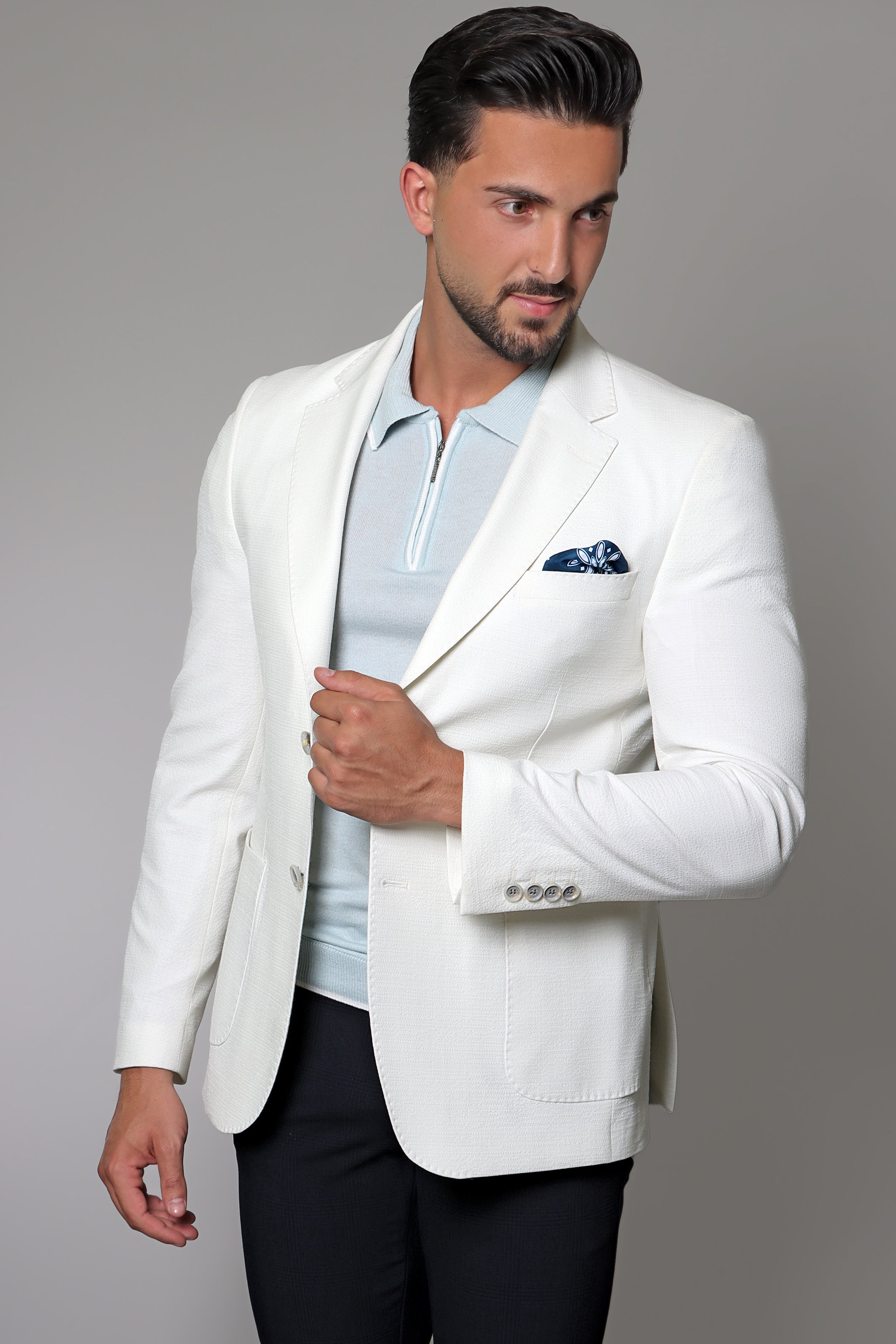 White Notch Lapel Blazer Patch