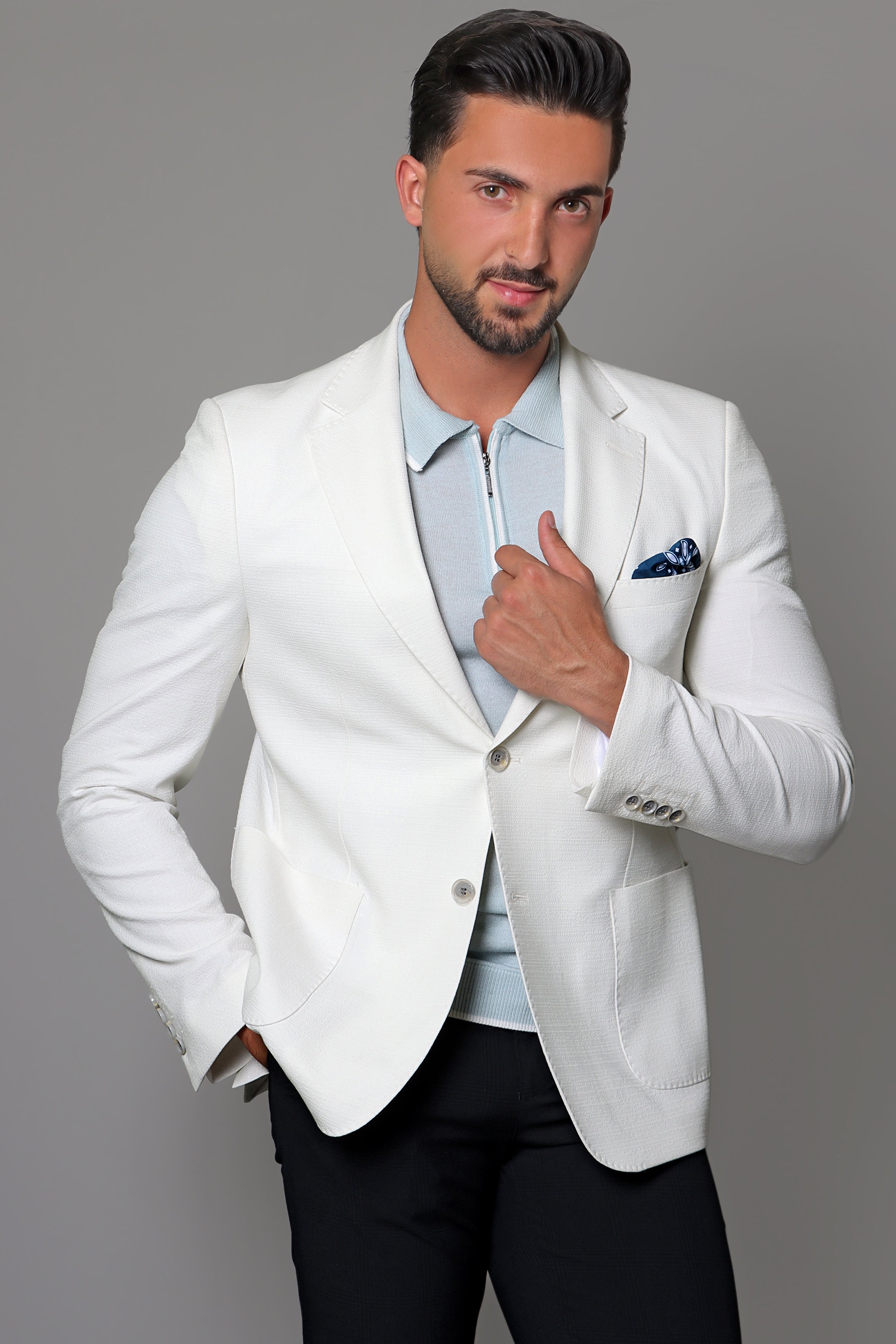 White Notch Lapel Blazer Patch