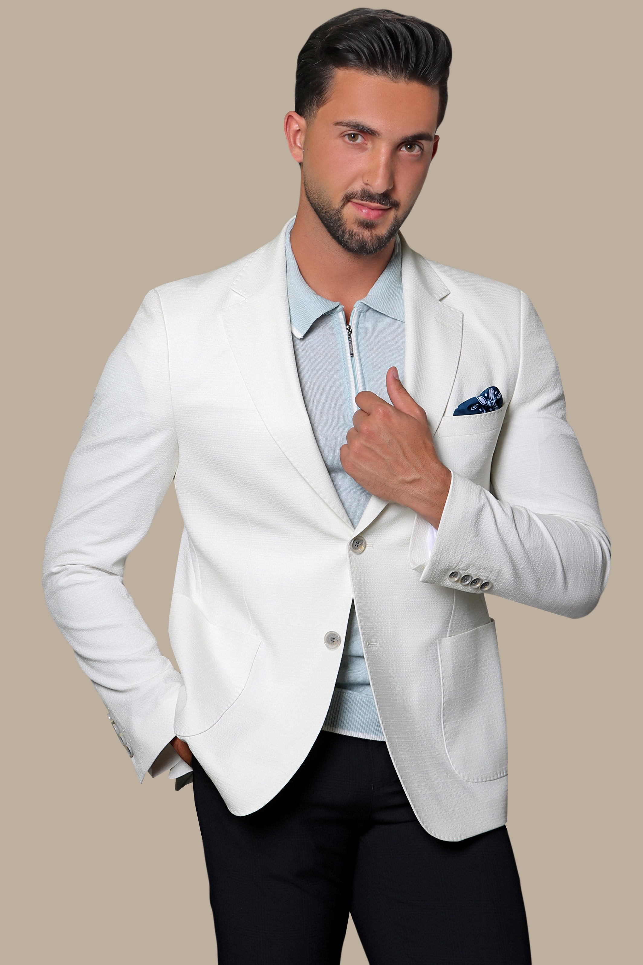 White Notch Lapel Blazer Patch