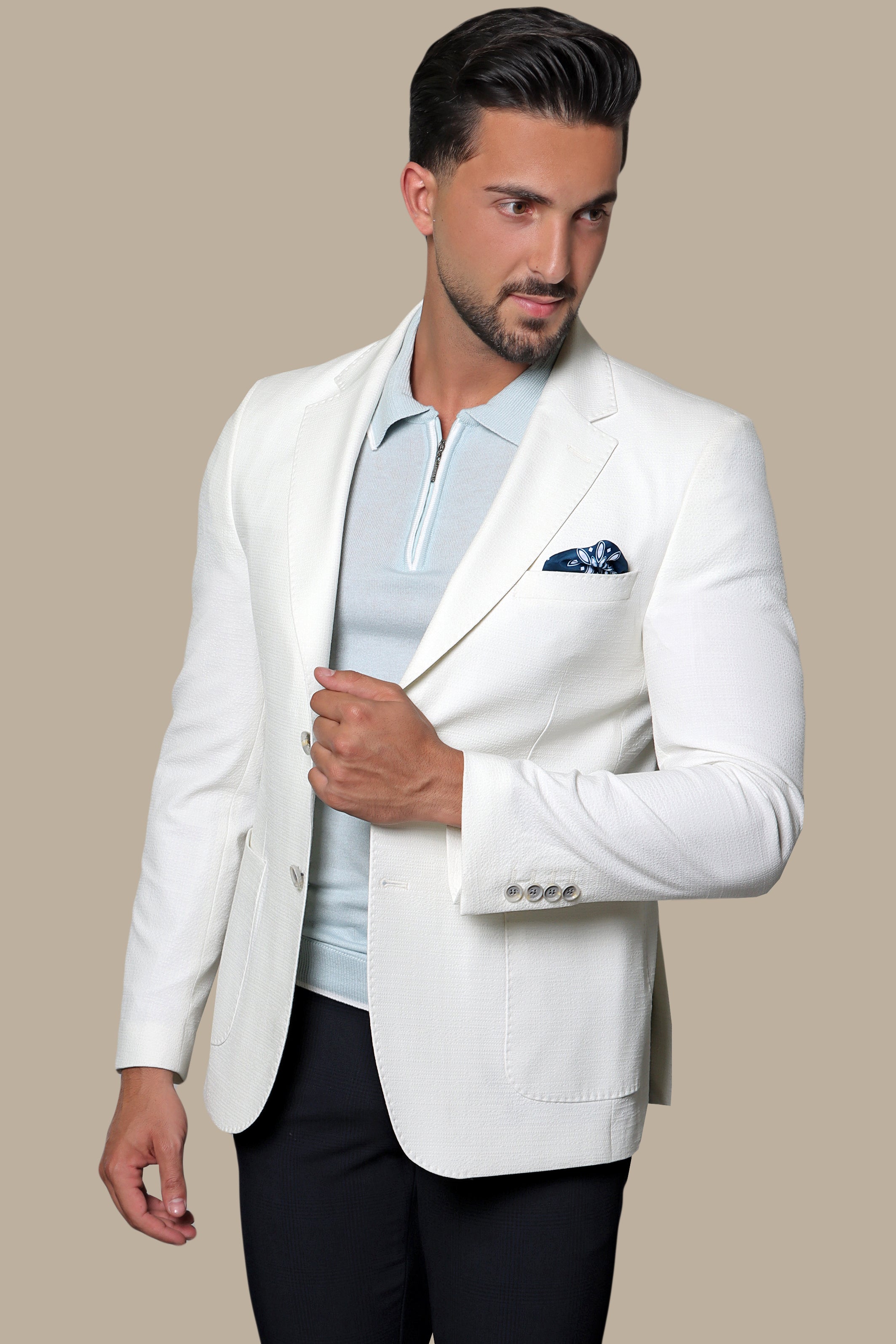 White Notch Lapel Blazer Patch