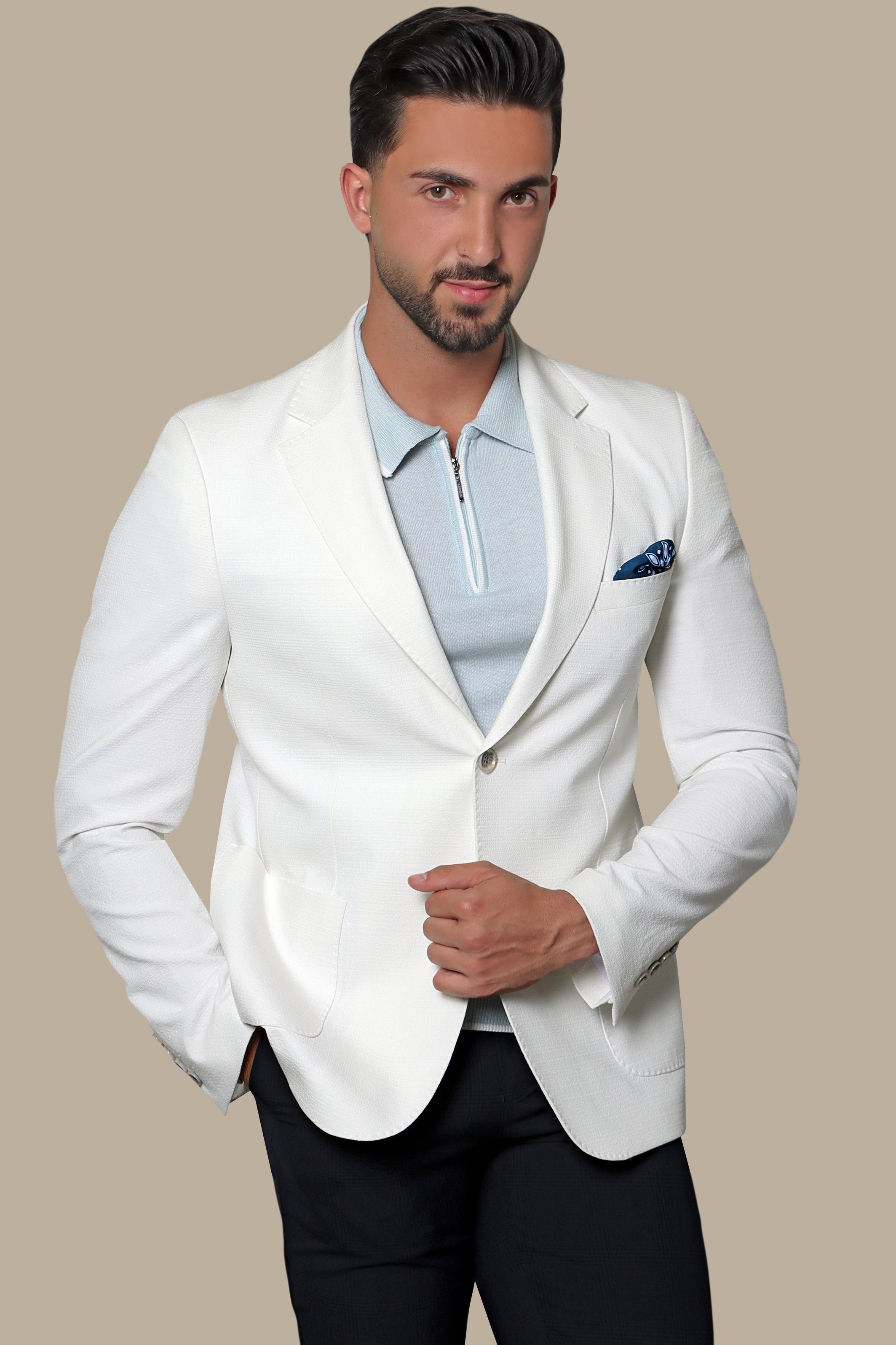 White Notch Lapel Blazer Patch