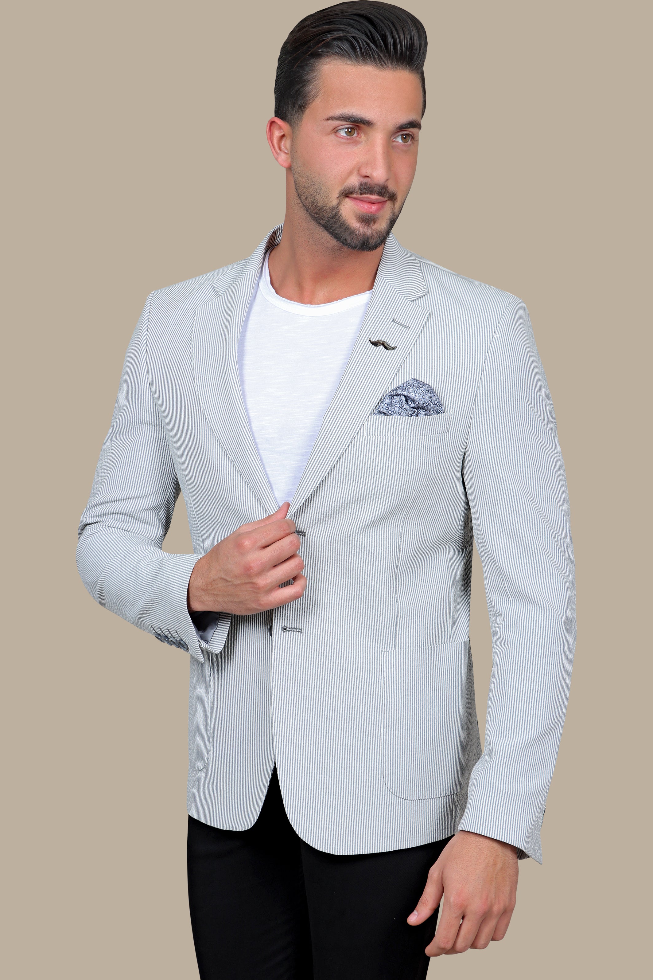 Light Grey Pinstripe Blazer