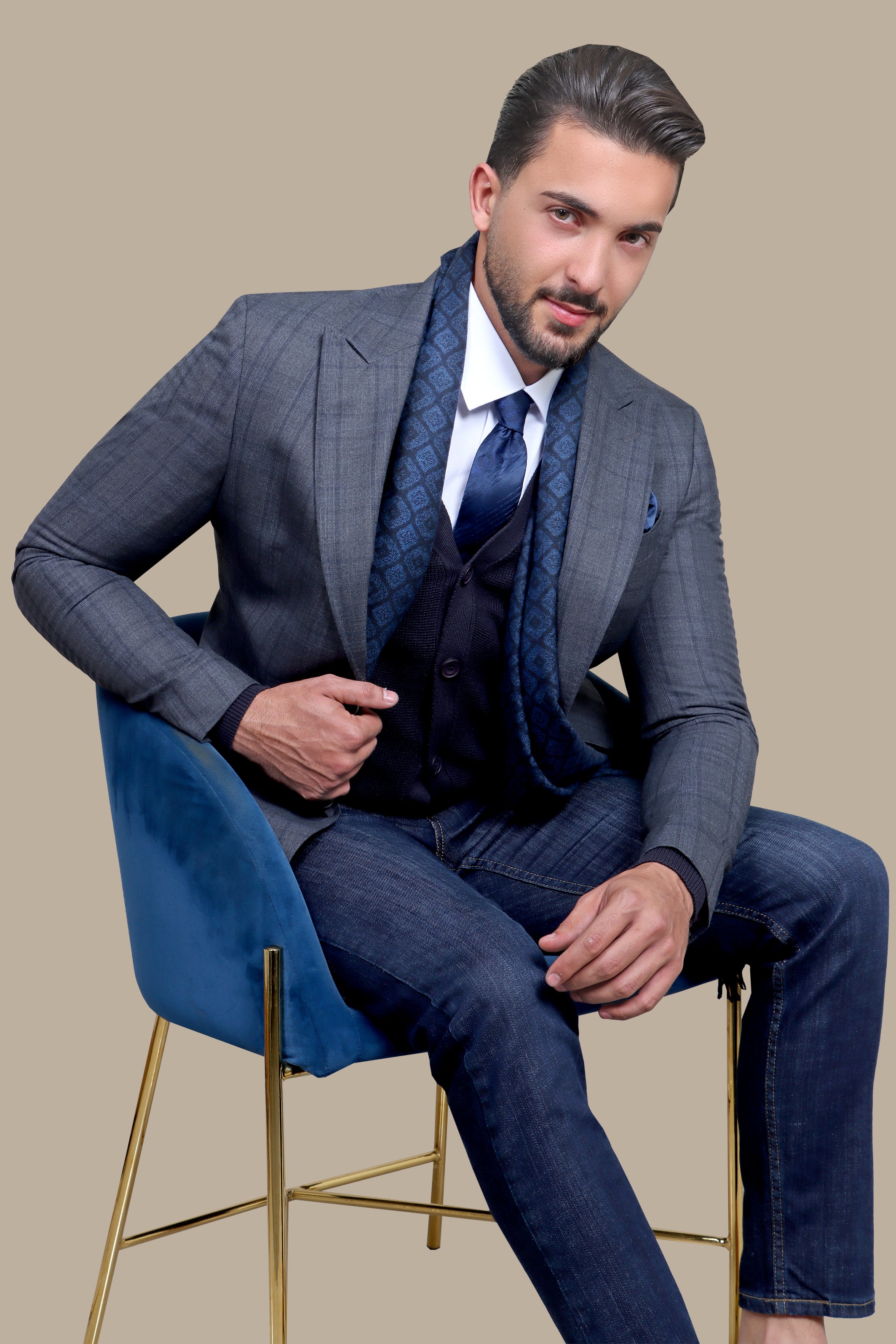 Blazer Checked Peak | Dark Gray