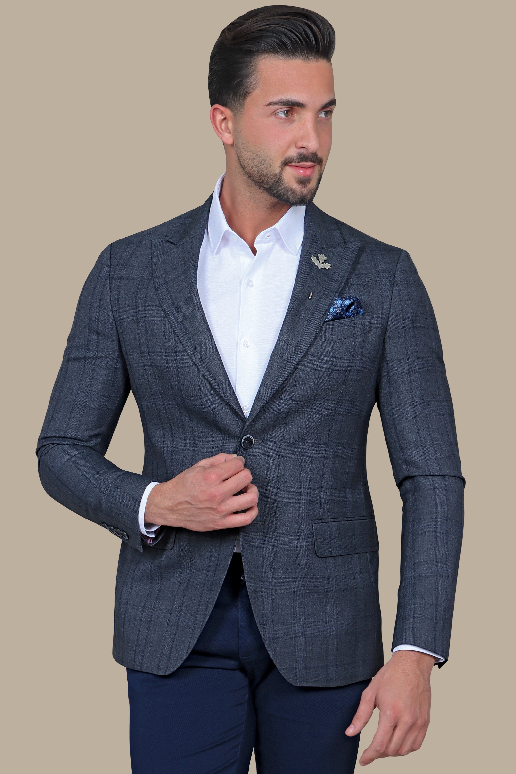 Blazer Checked Peak | Dark Gray