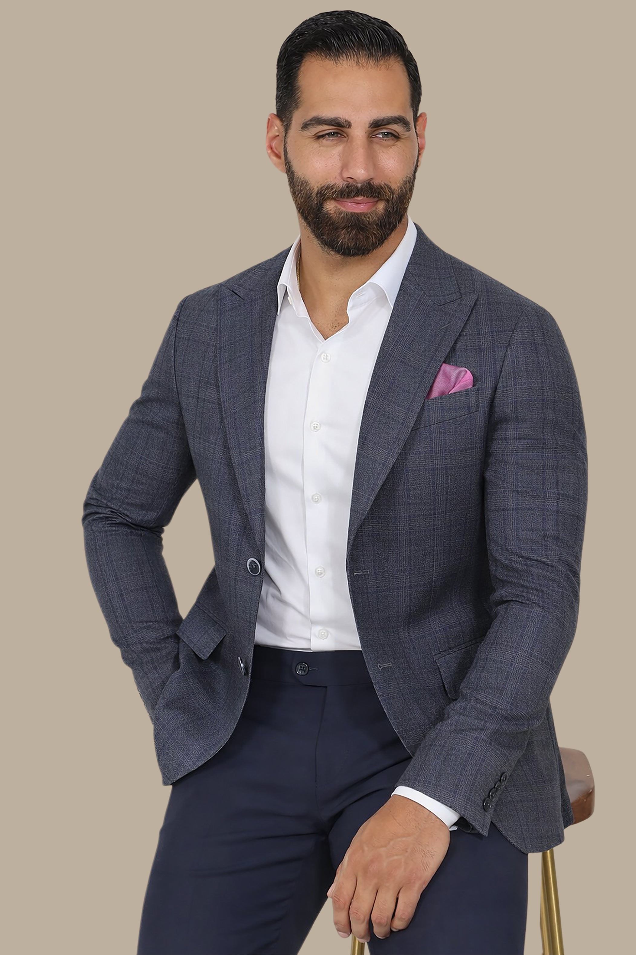 Blazer Checked Peak | Dark Gray