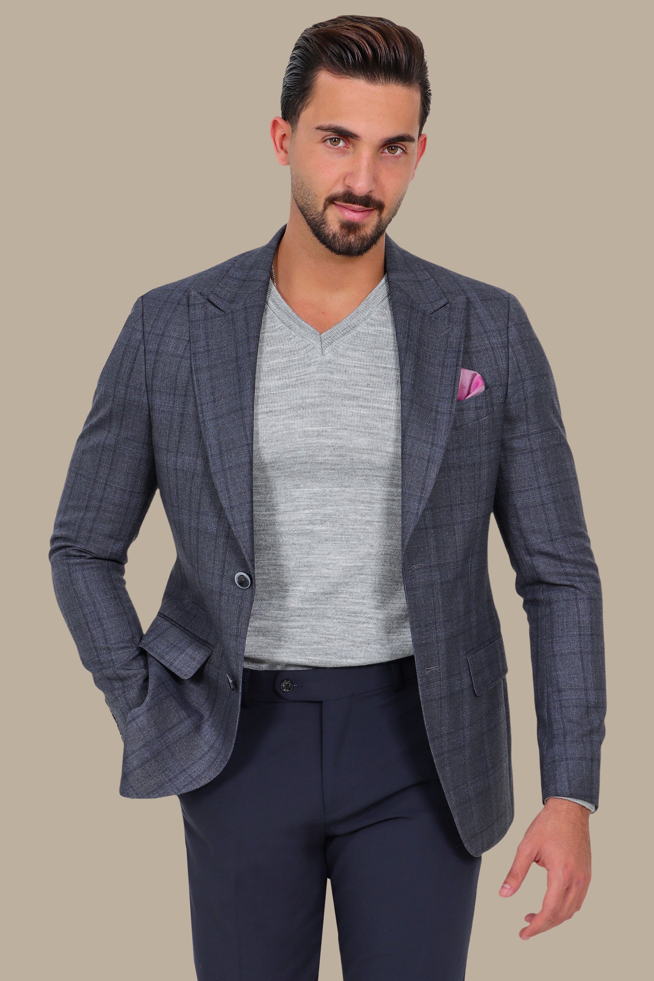 Blazer Checked Peak | Dark Gray