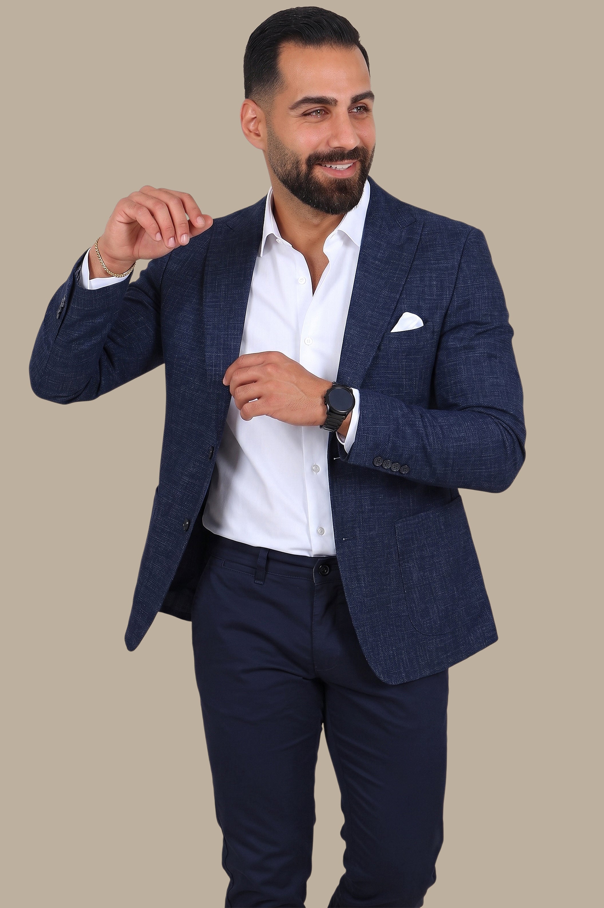 Navy Sophistication: Filafil Cotton Peak Blazer