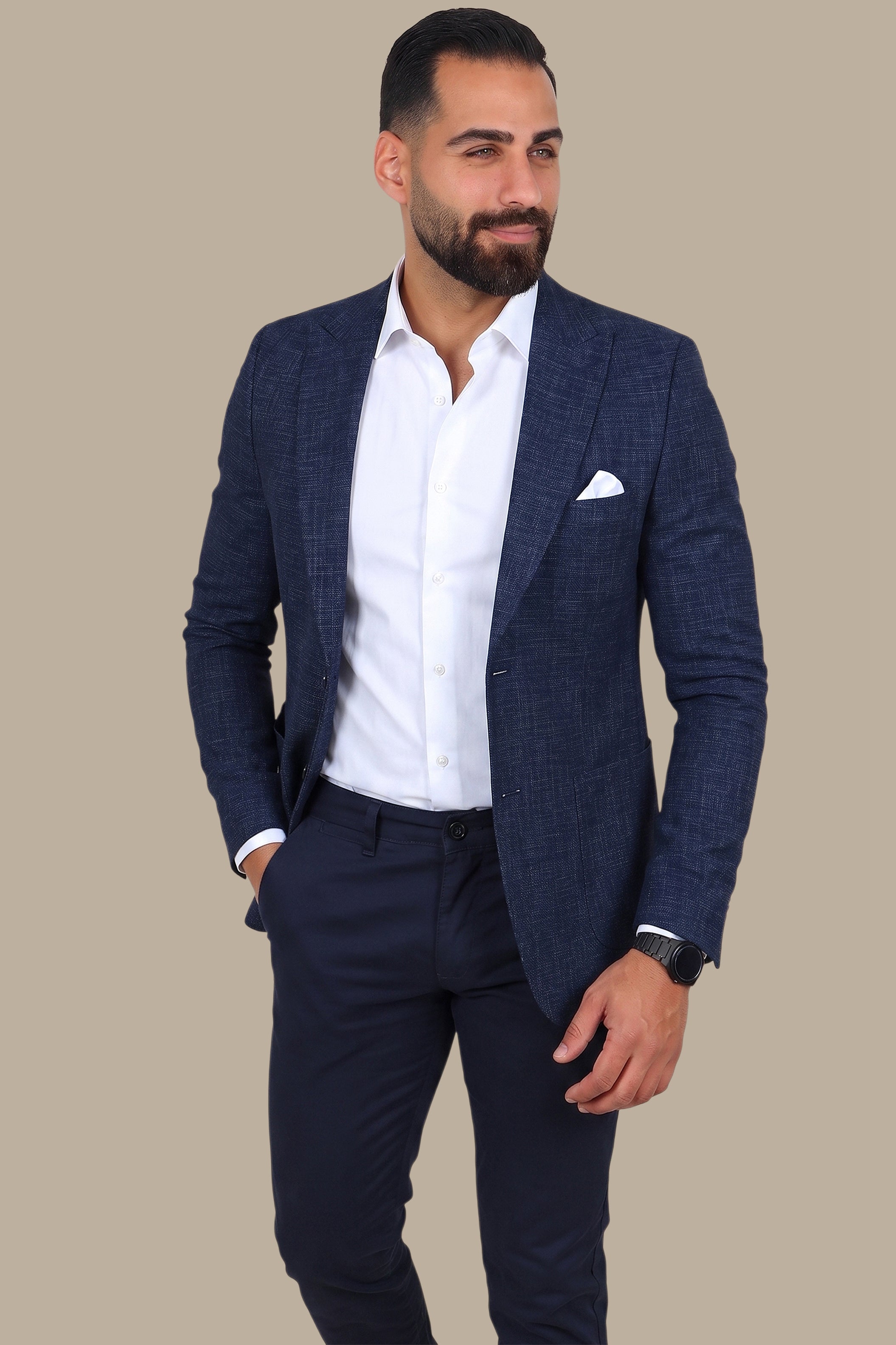 Navy Sophistication: Filafil Cotton Peak Blazer