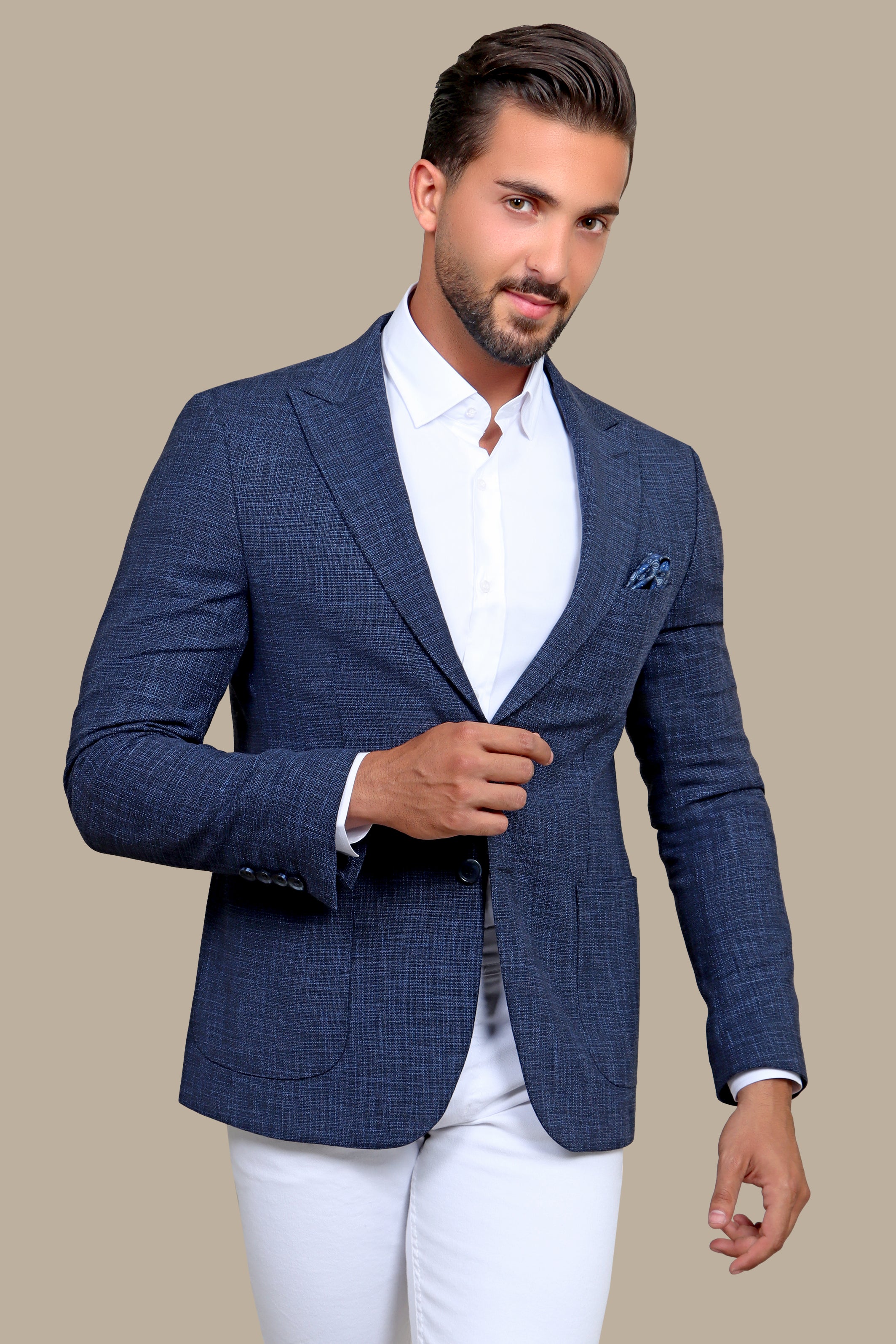 Navy Sophistication: Filafil Cotton Peak Blazer