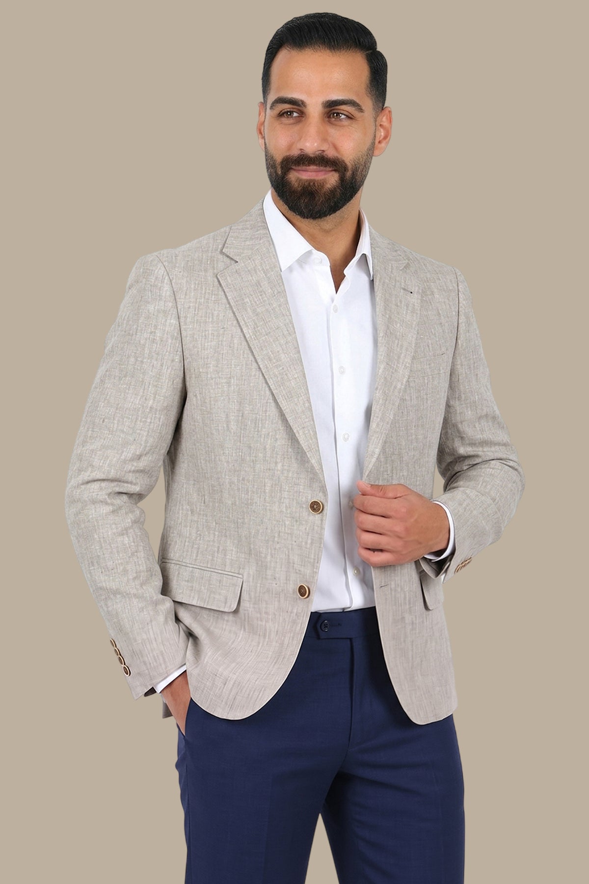 Chic Simplicity: Beige Linen Blazer