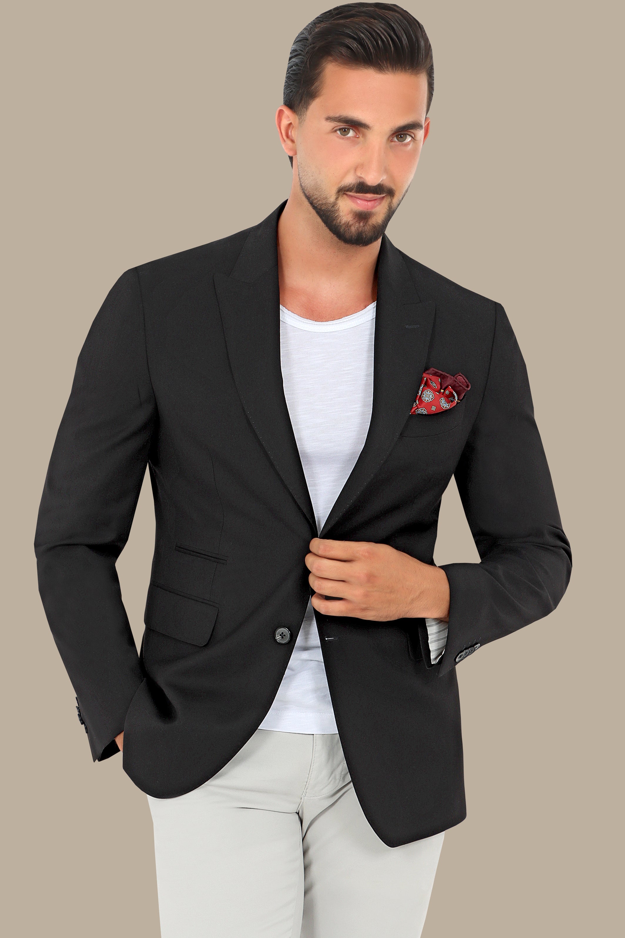 Black Peak Lapel Structured Blazer