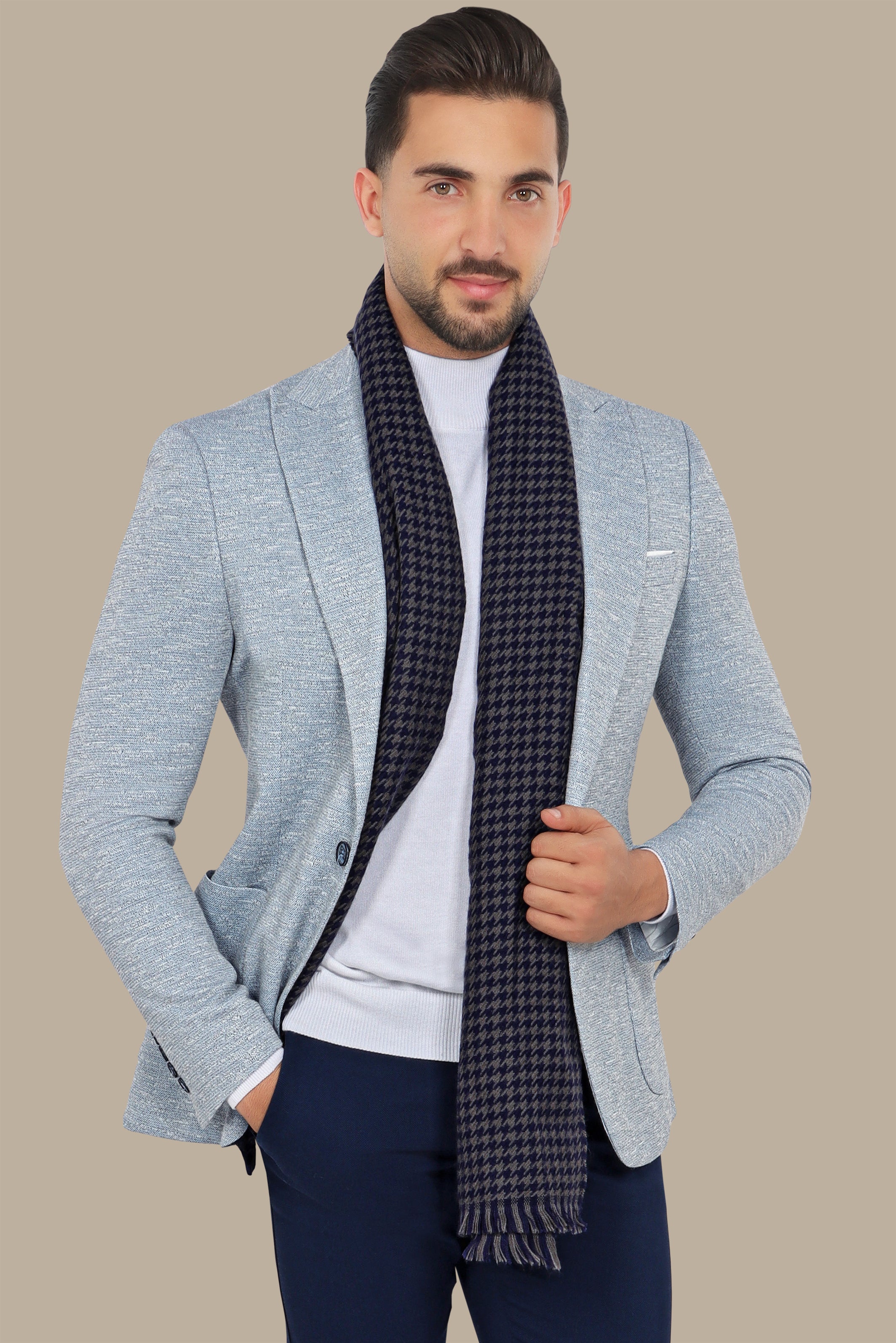 Skyline Blue: Stretch Peak Blazer with Patch Pockets