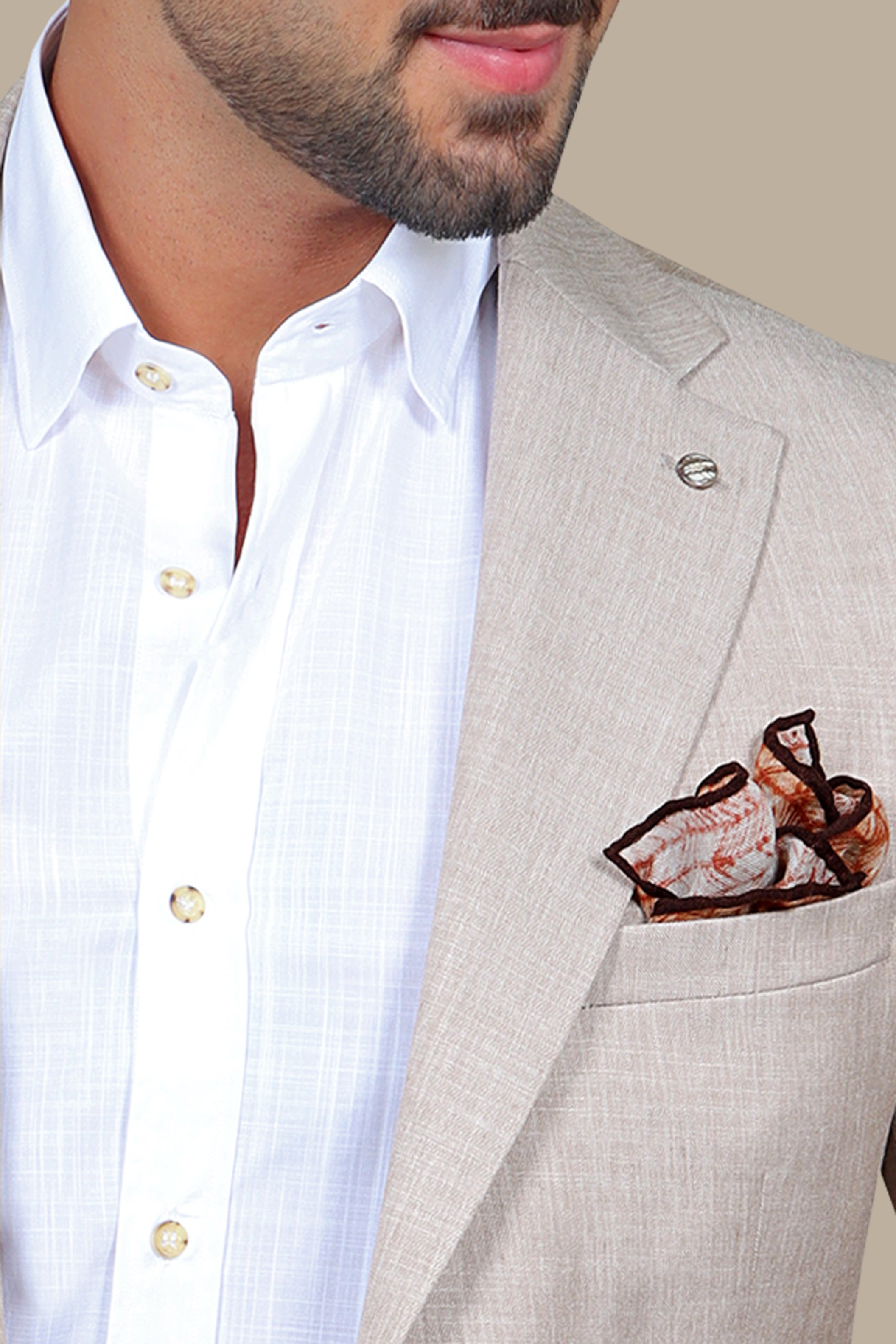 Classic Beige: Notch Lapel Fil-a-Fil Blazer