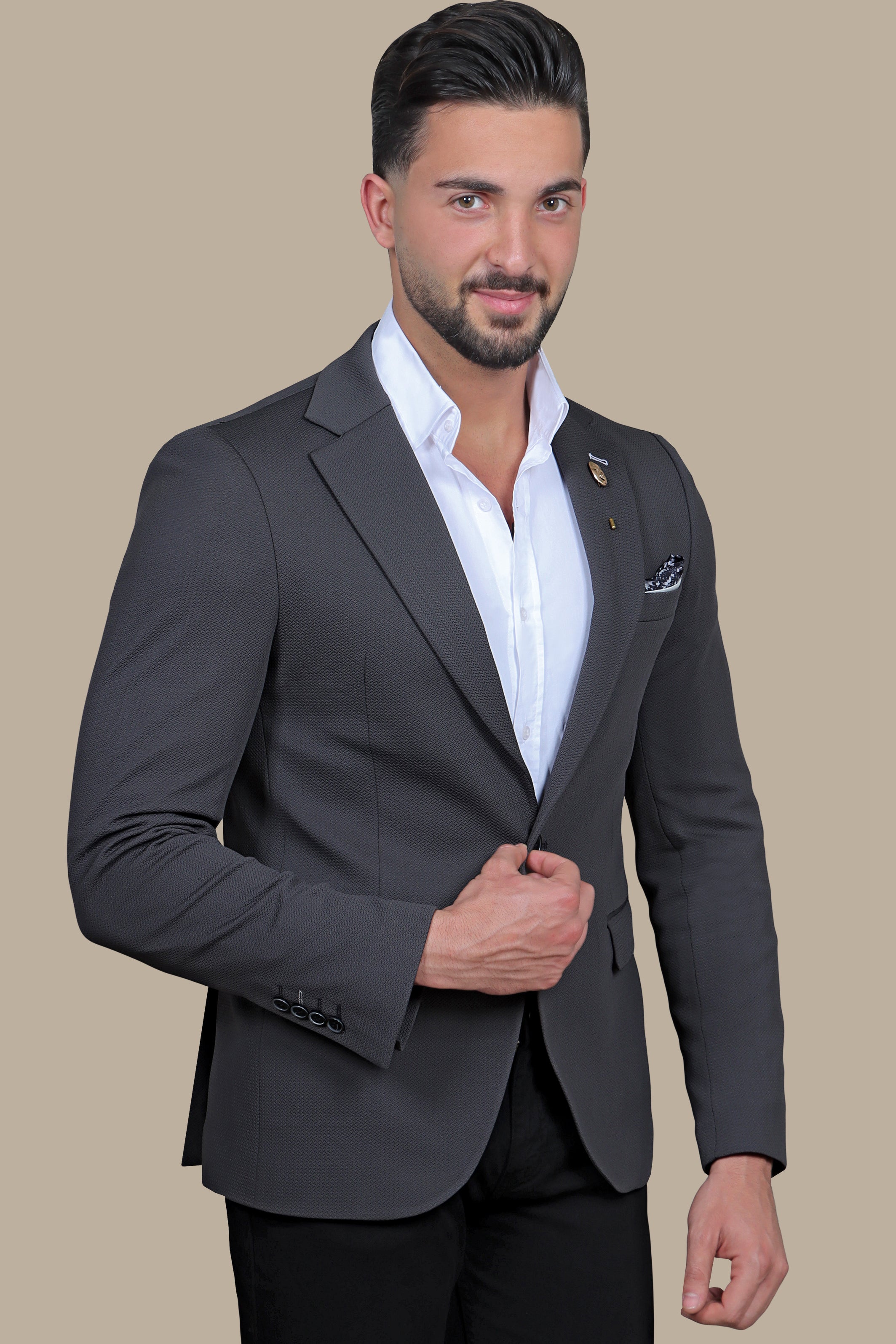 Khaki Classic: Structured Notch Lapel Blazer