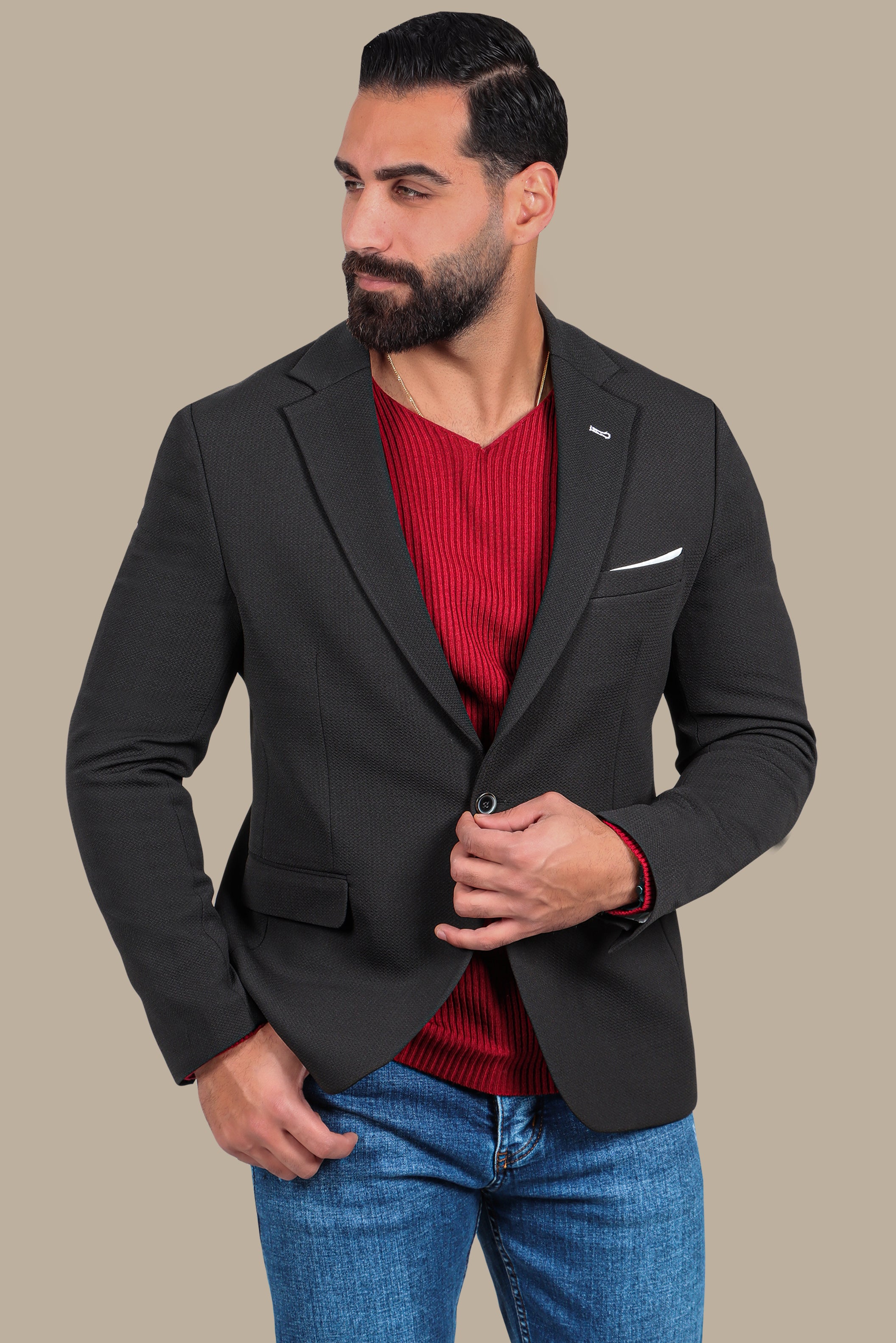 Timeless Elegance: Black Structured Notch Lapel Blazer
