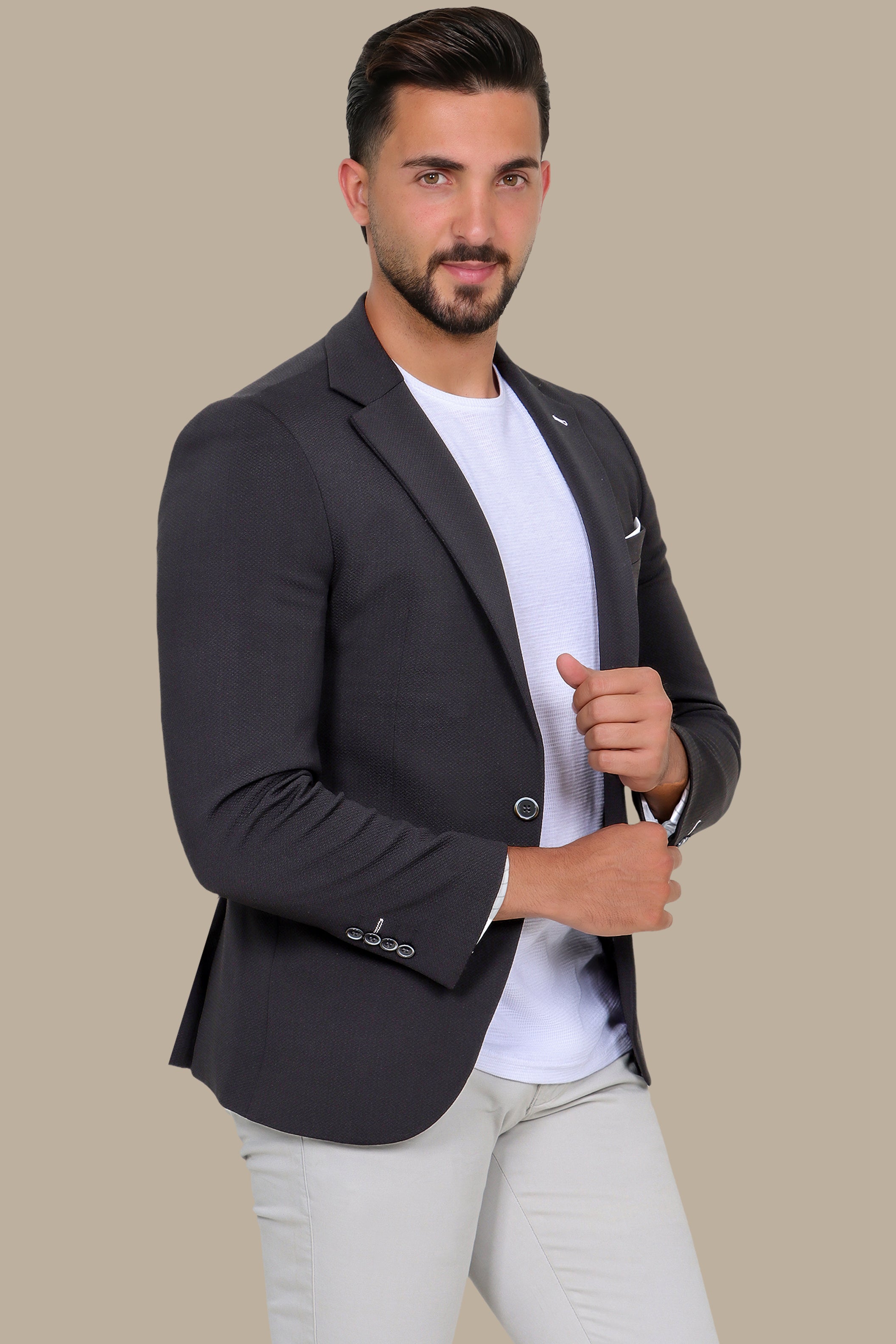 Timeless Elegance: Black Structured Notch Lapel Blazer