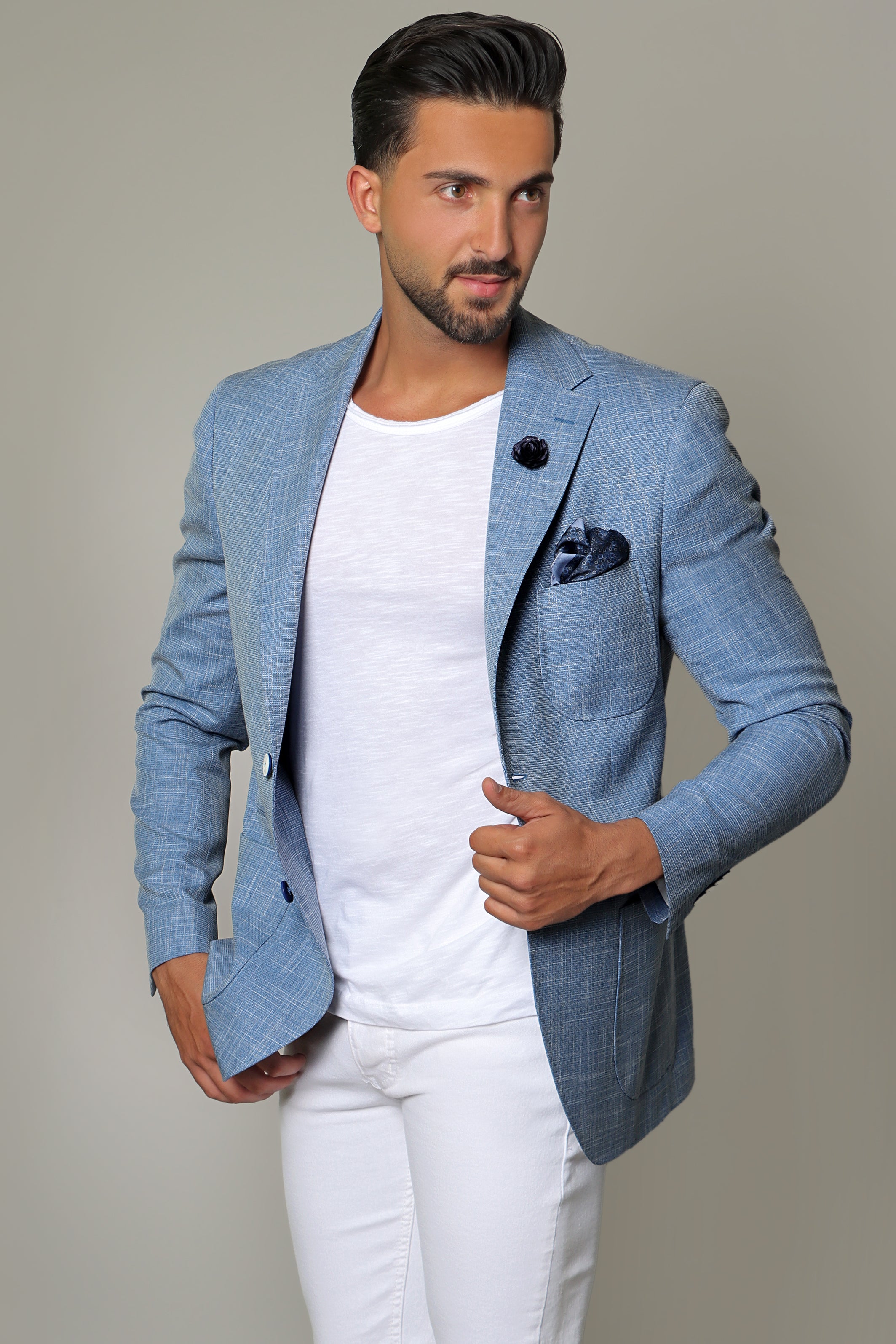 Petrol Slim Fit Blazer with Notch Lapel