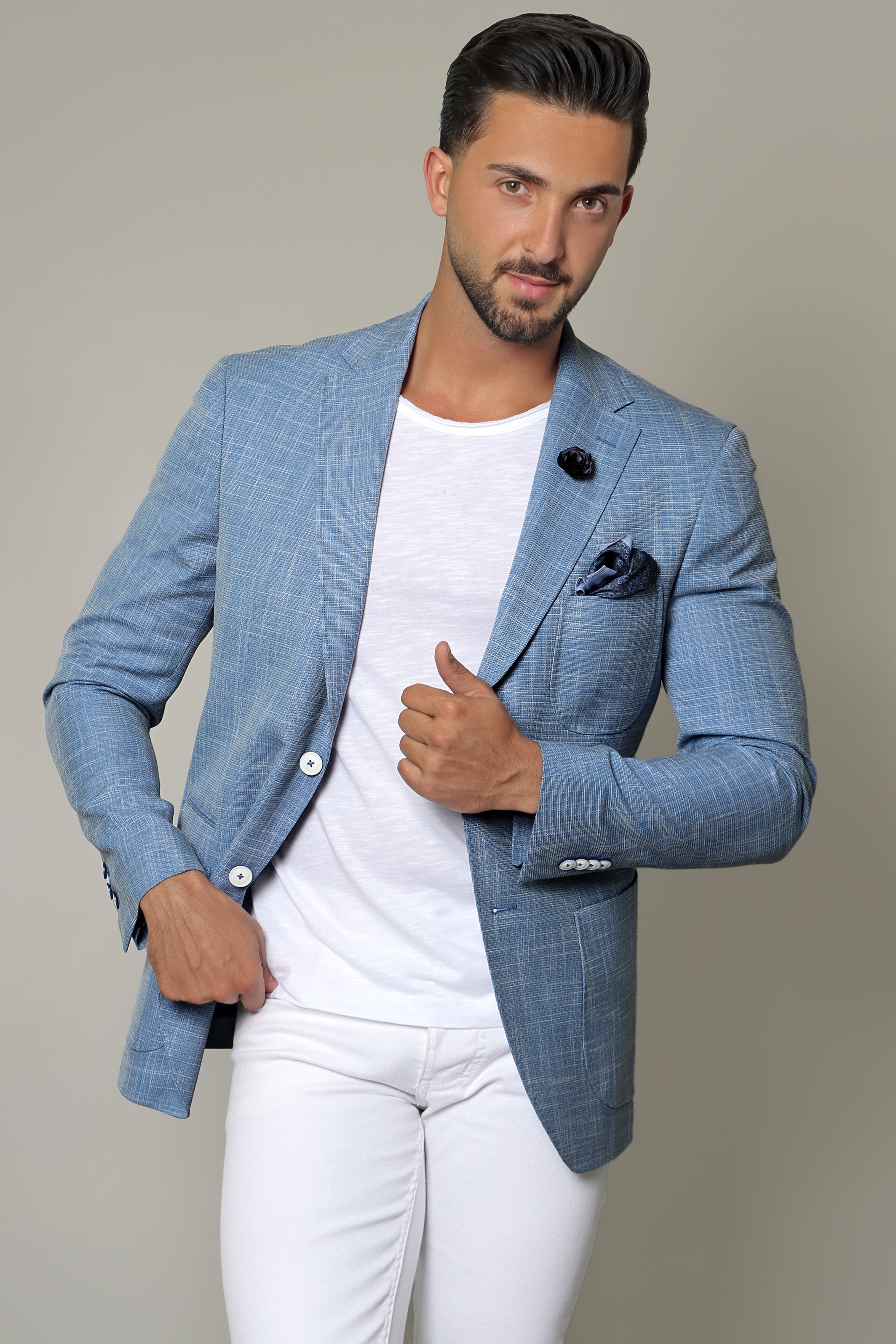 Petrol Slim Fit Blazer with Notch Lapel