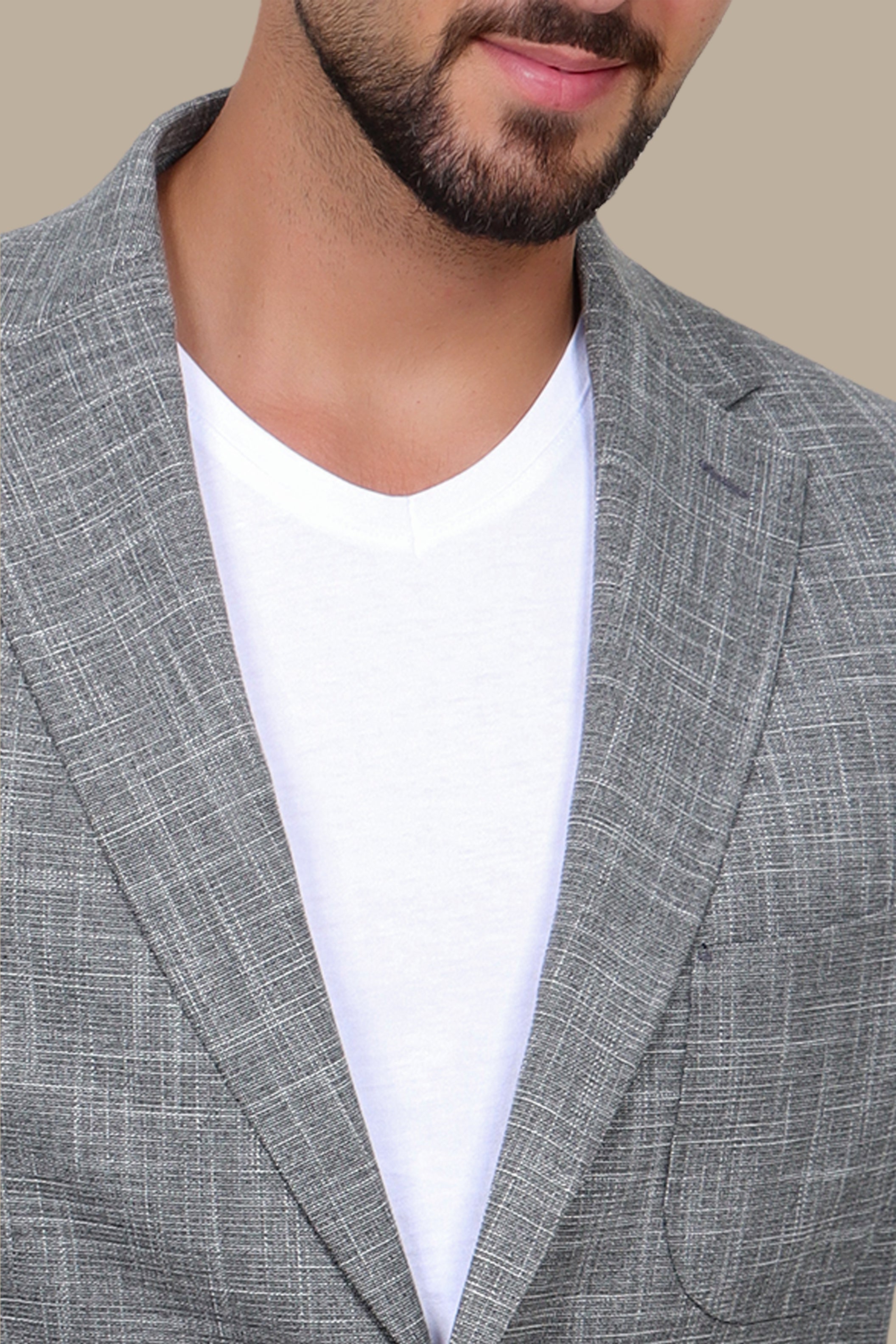 Dark Grey Slim Fit Blazer with Up & Down Notch Patch