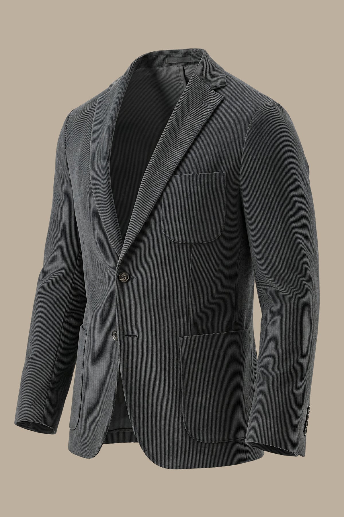 Grey Corduroy Blazer with Patch Pockets