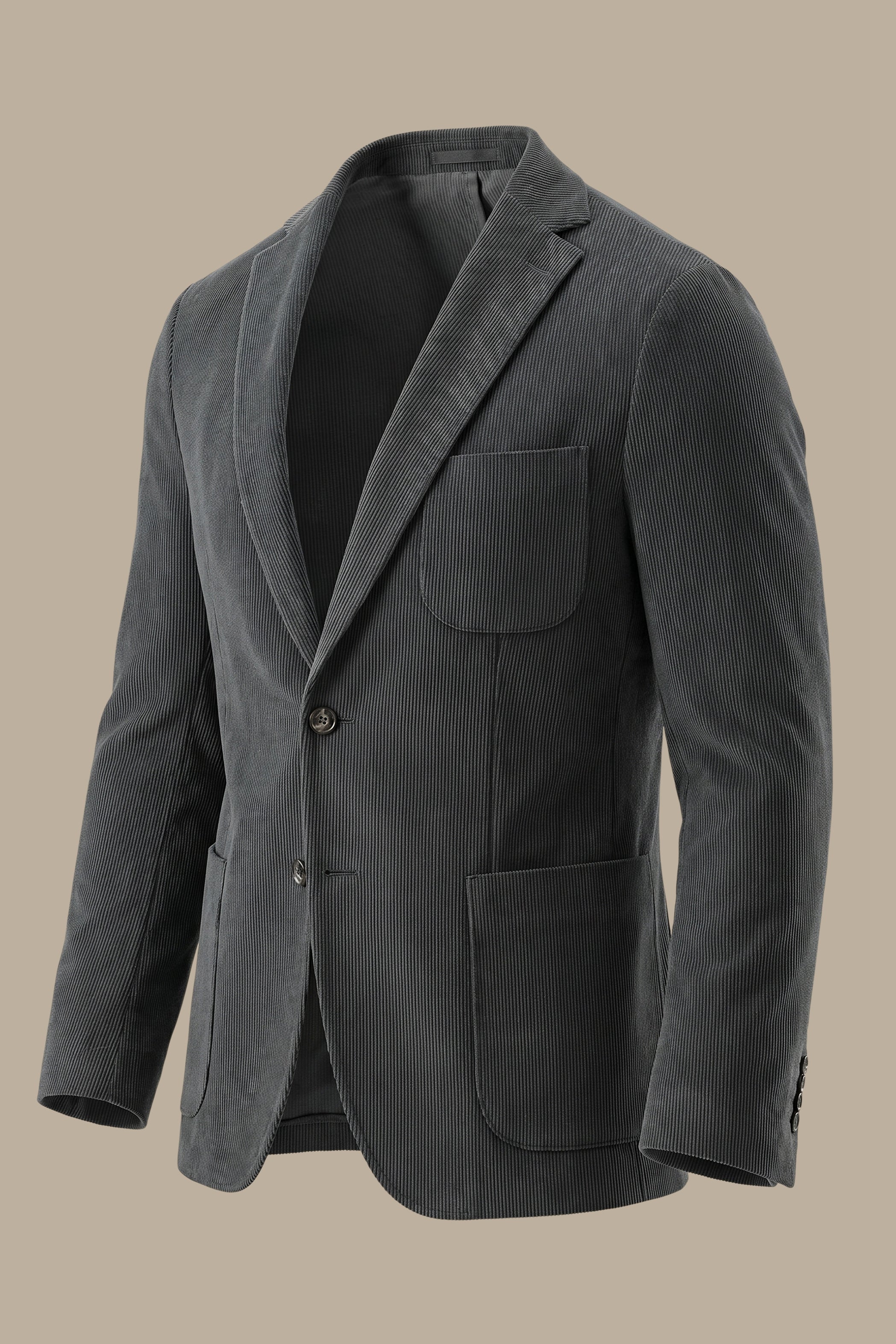 Grey Corduroy Blazer with Patch Pockets