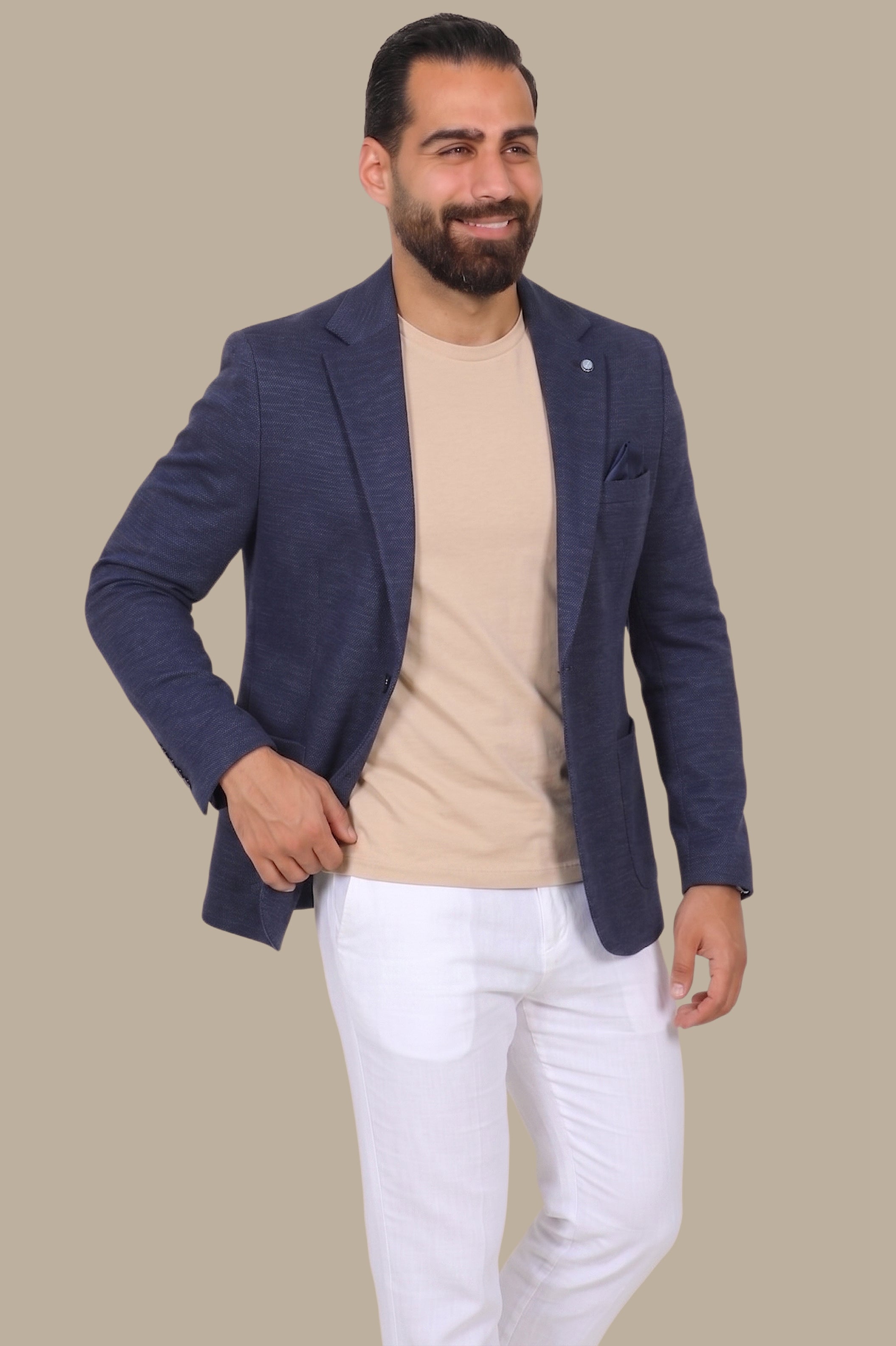 Navy Notch Lapel Blazer