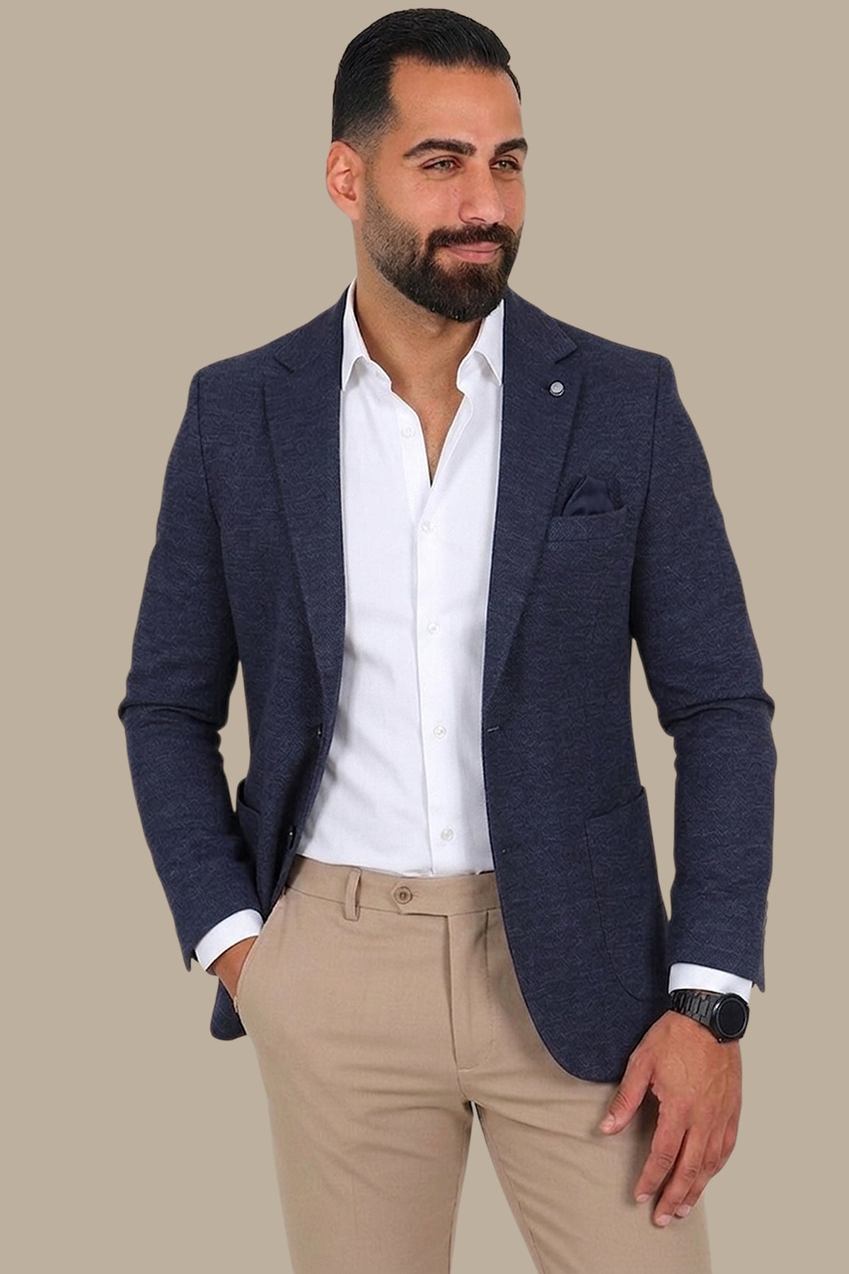 Navy Notch Lapel Blazer