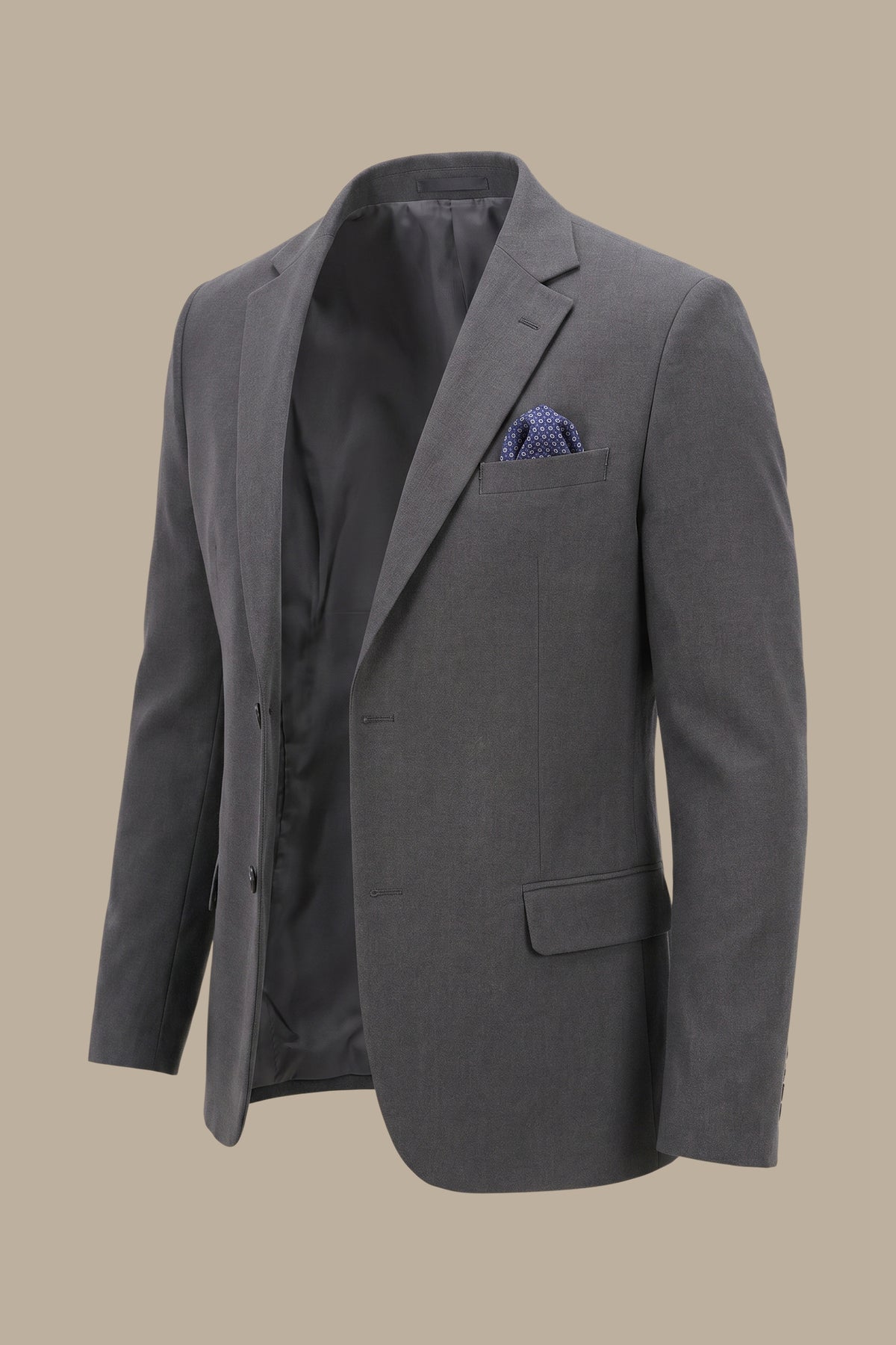Slim Fit Corduroy Blazer with Notch Lapel in Grey